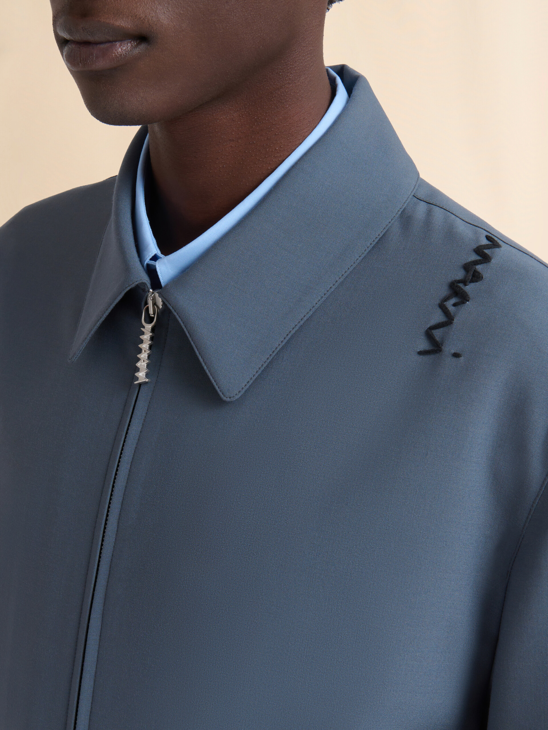 Gray light wool jacket with collar - Jackets - Image 4