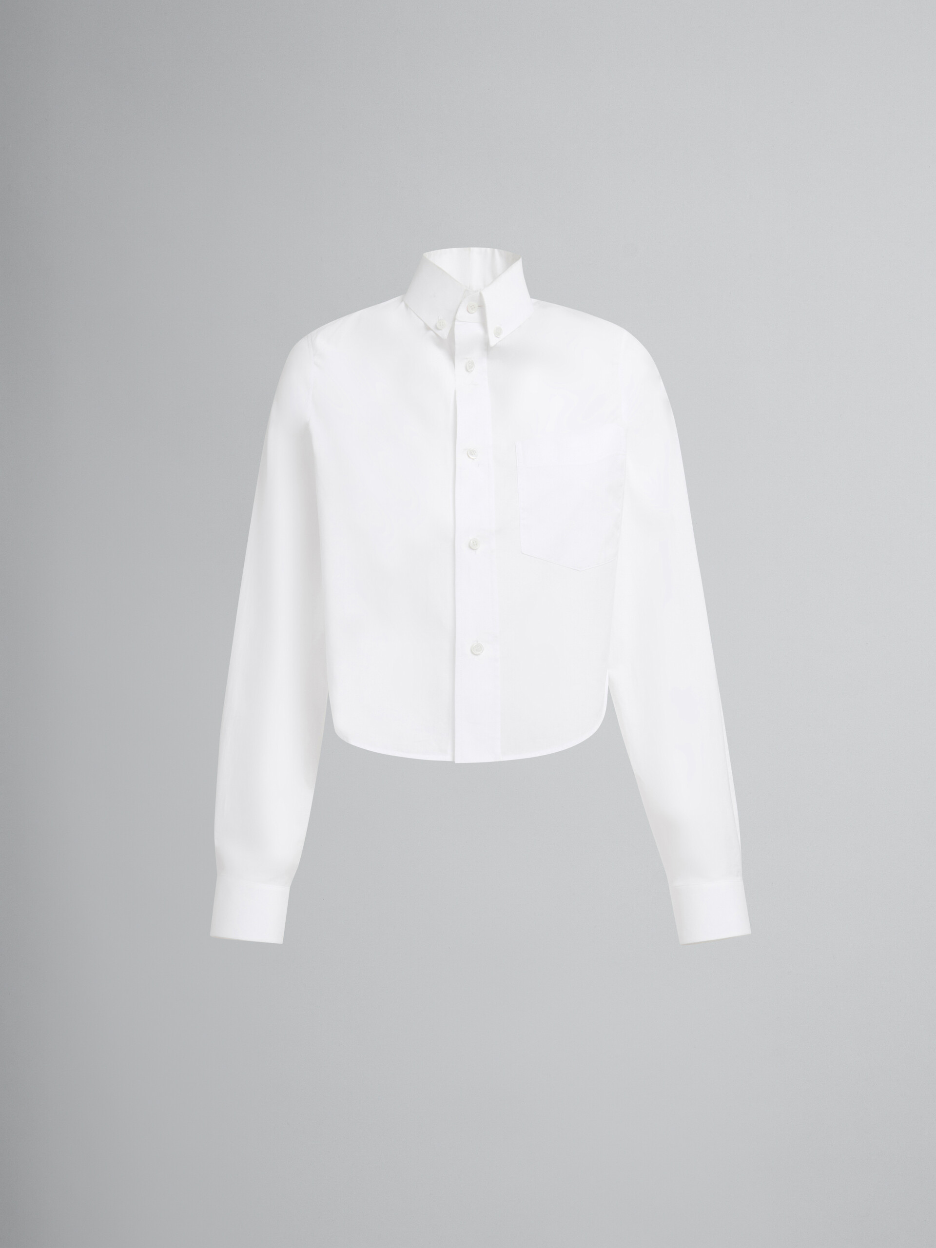 White organic poplin shirt with cropped hem - Shirts - Image 1