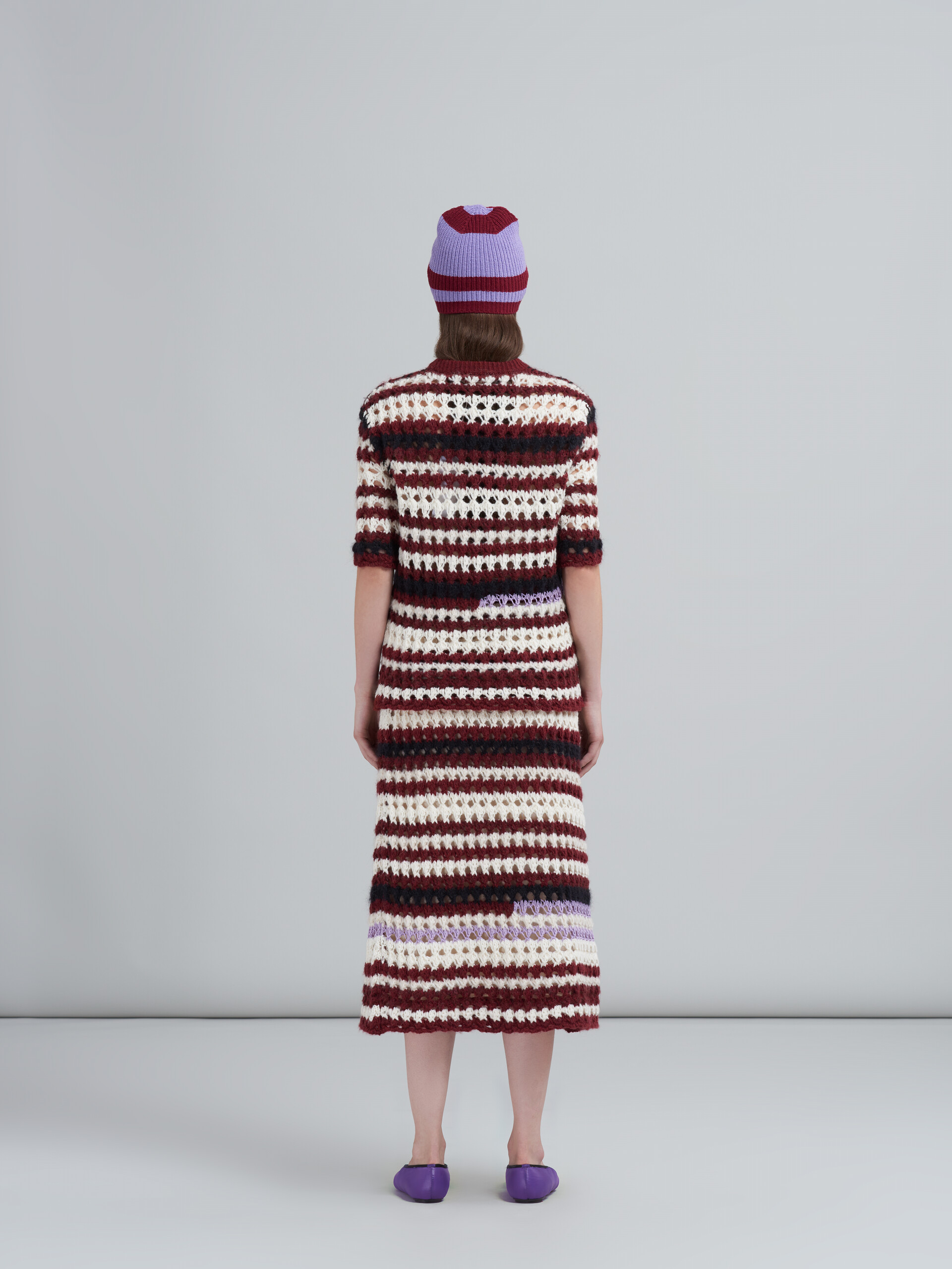 Multi-coloured striped 3D crochet intarsia skirt - Skirts - Image 3