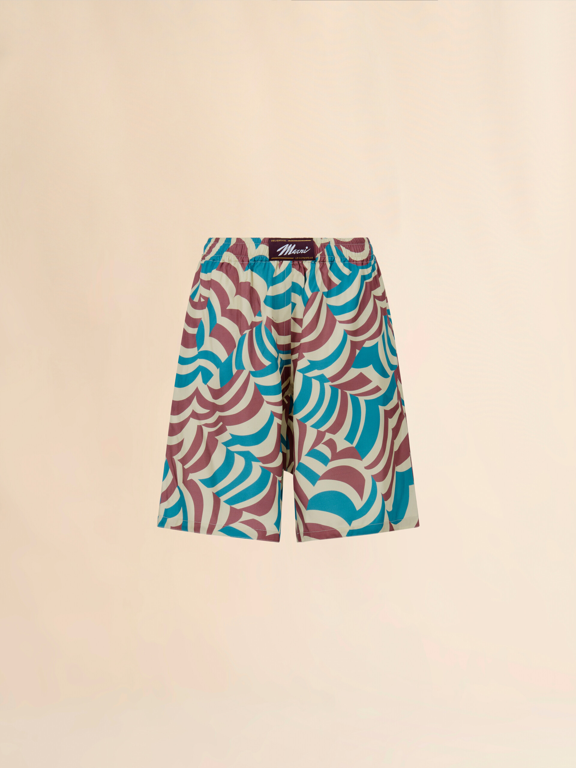 Viscose twill Bermuda shorts with multicoloured Yoyo print - Swimwear - Image 1