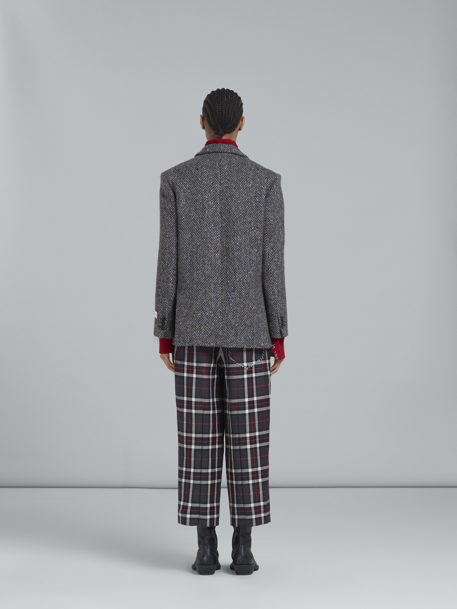 Grey tartan wool cropped pants - Pants - Image 3