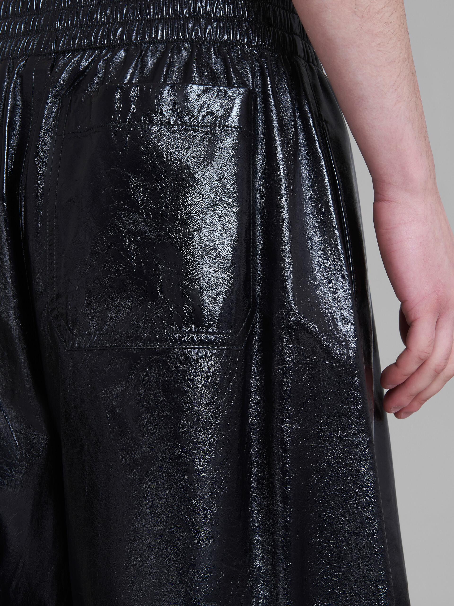 Black bermuda shorts in ultralight naplak leather - Pants - Image 4