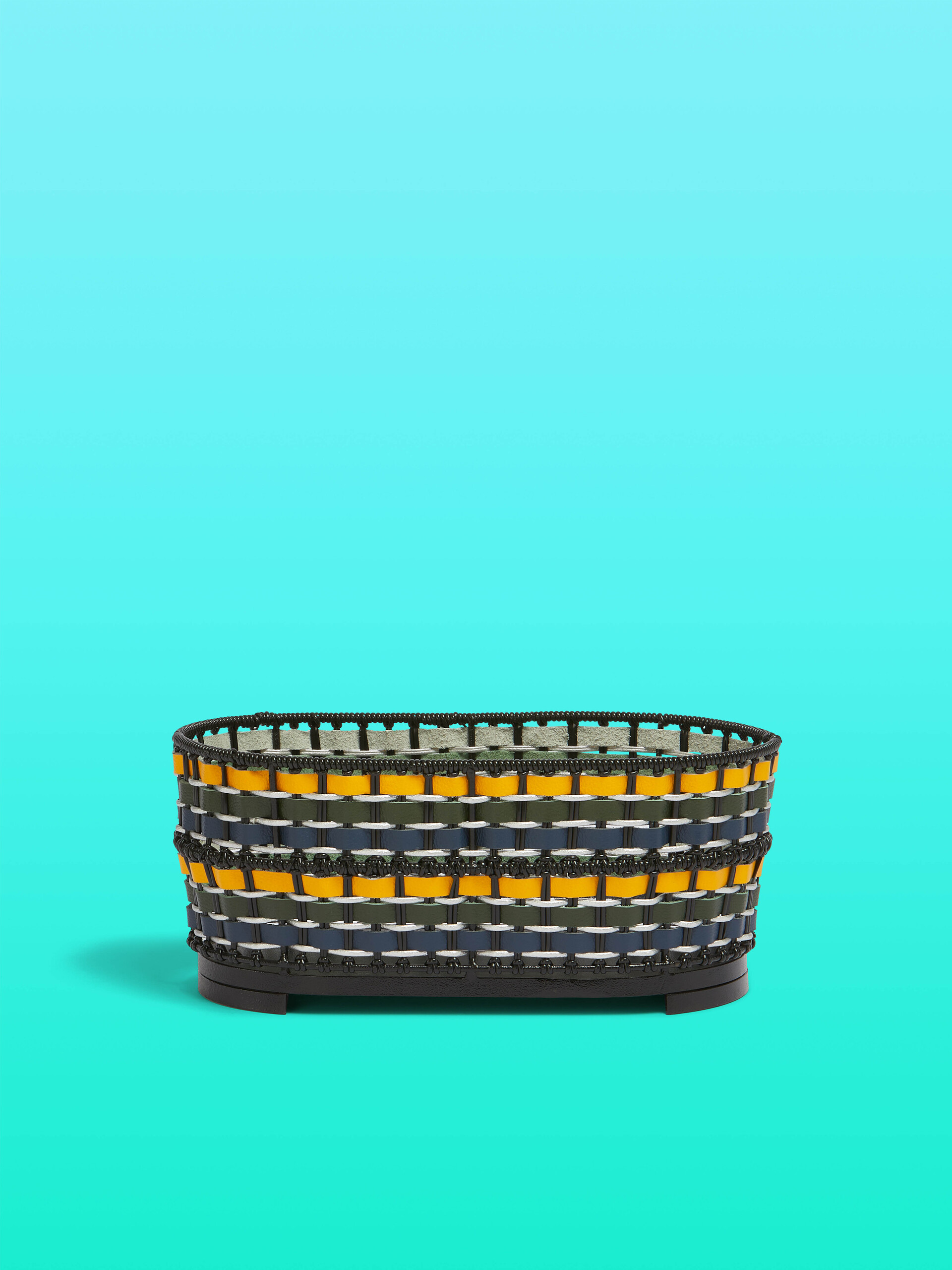 Blue green and yellow Marni Market oval storage basket | Marni