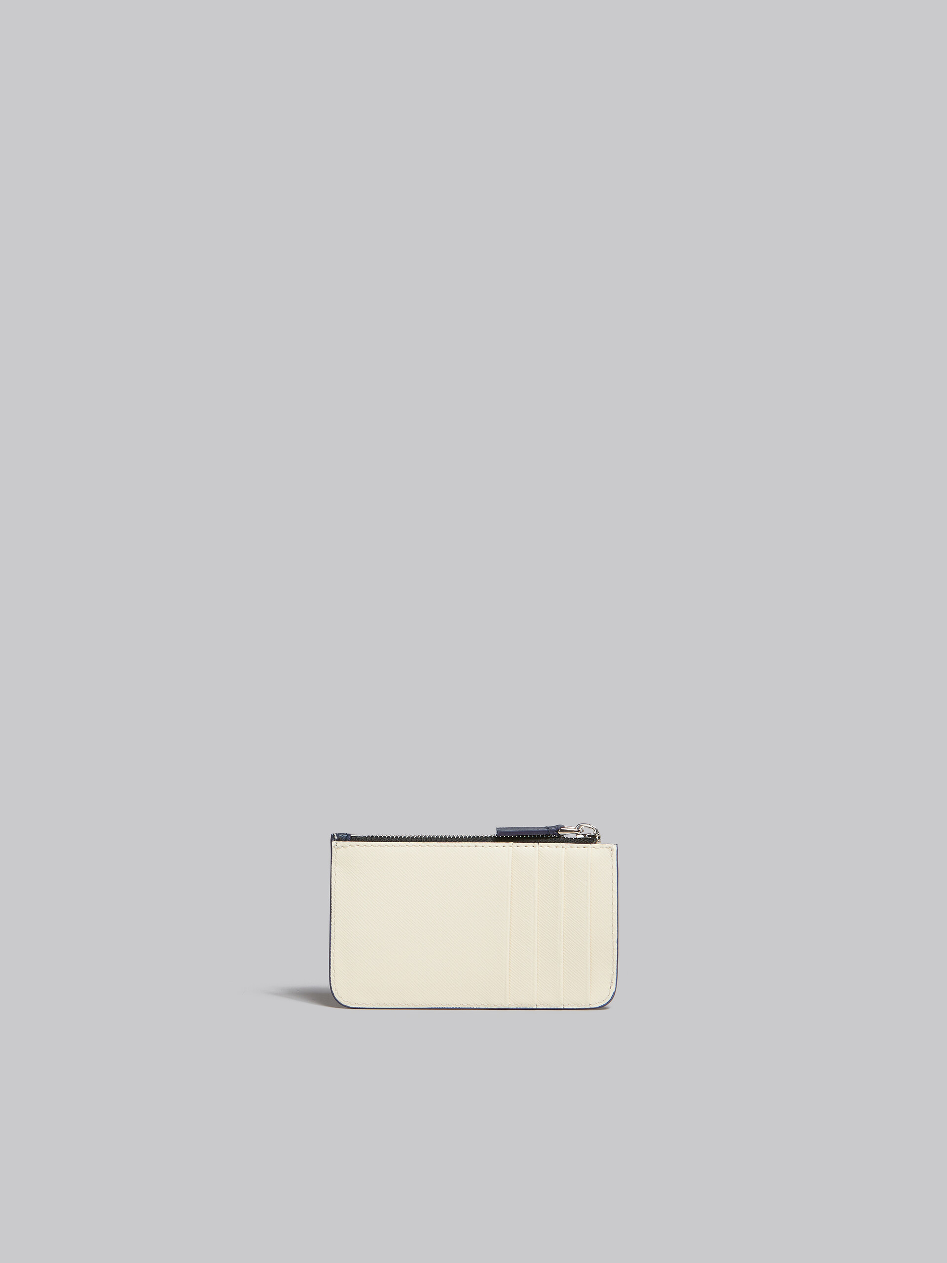 クリーム ディープブルー サフィアーノレザー製 カードホルダー、ファスナー式ポケット - 財布 - Image 3