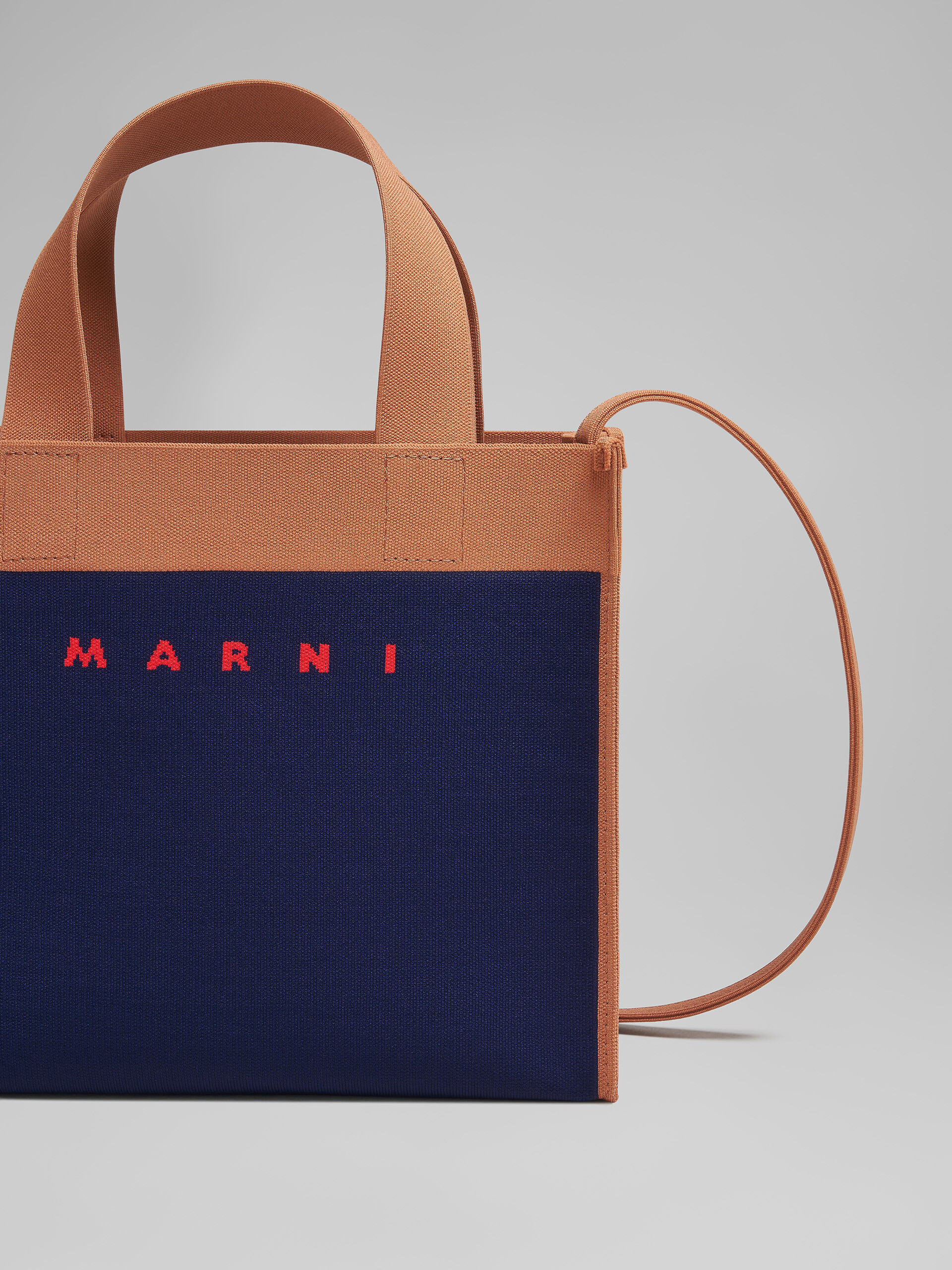 ブルー&ブラウン ジャカード スモールショッピングバッグ | Marni
