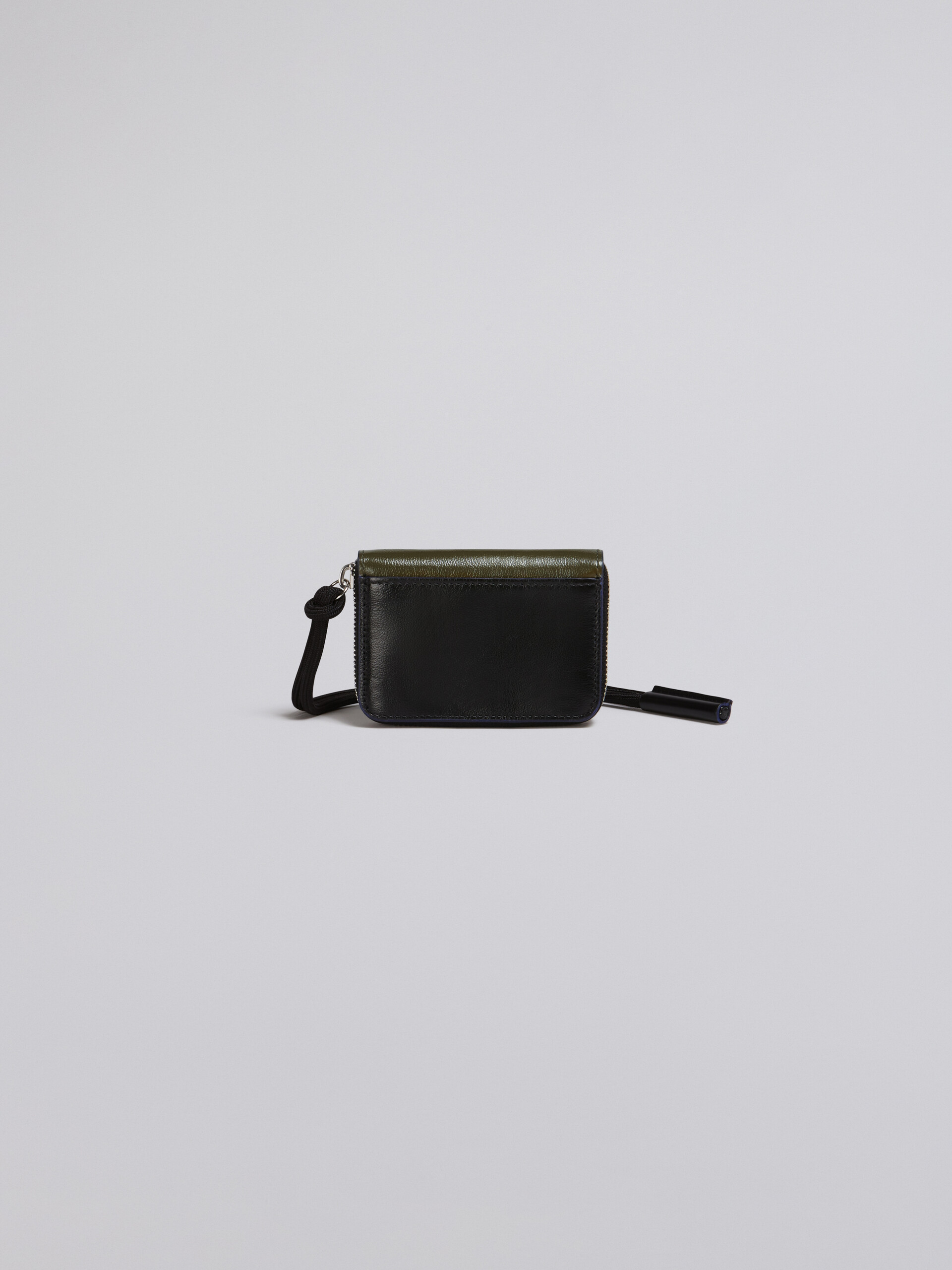 Zweifarbige Brieftasche aus glänzendem Kalbsleder mit umlaufendem Reißverschluss - Brieftaschen - Image 3