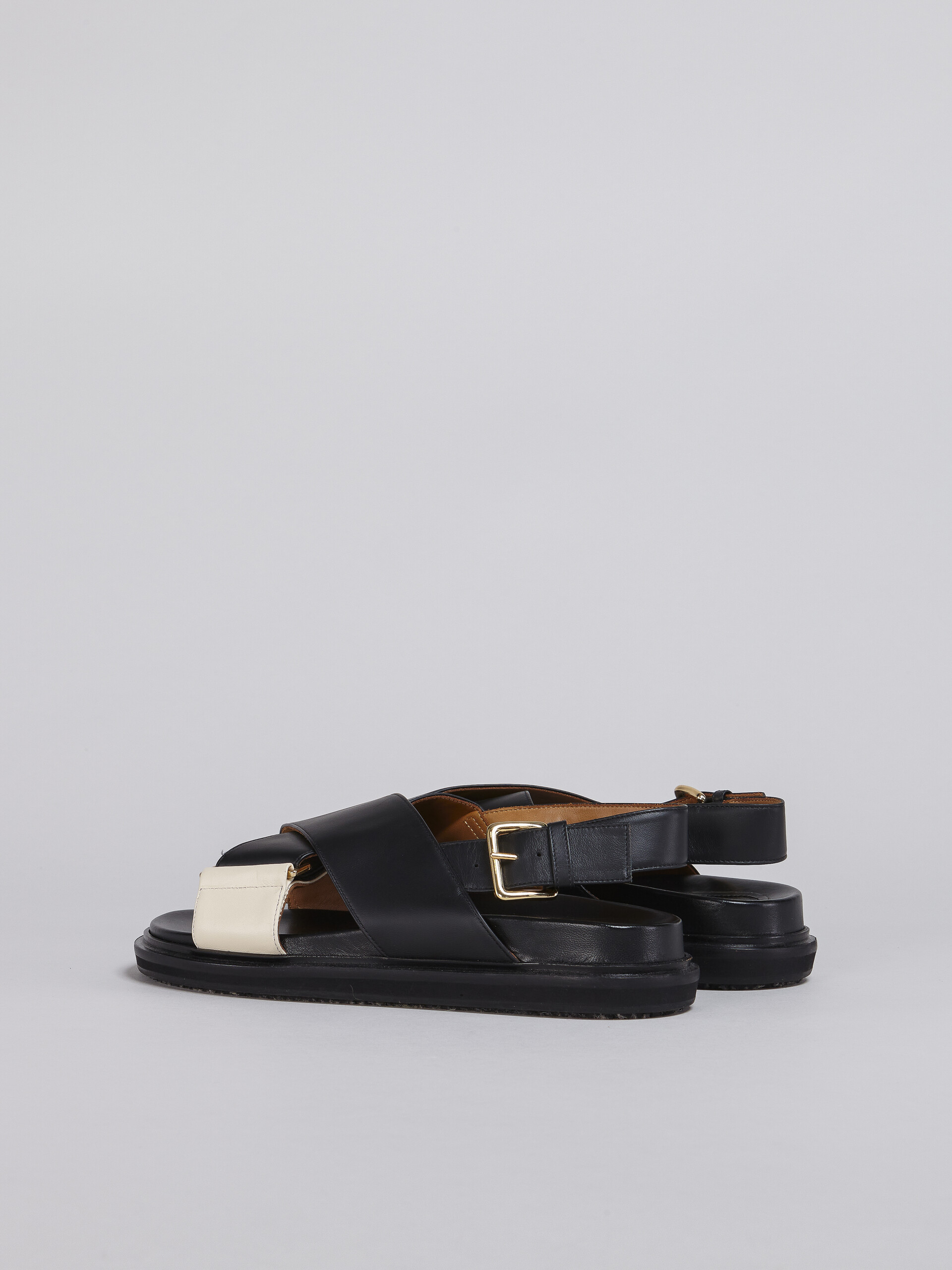 Black and white smooth calf leather fussbett - Sandals - Image 3