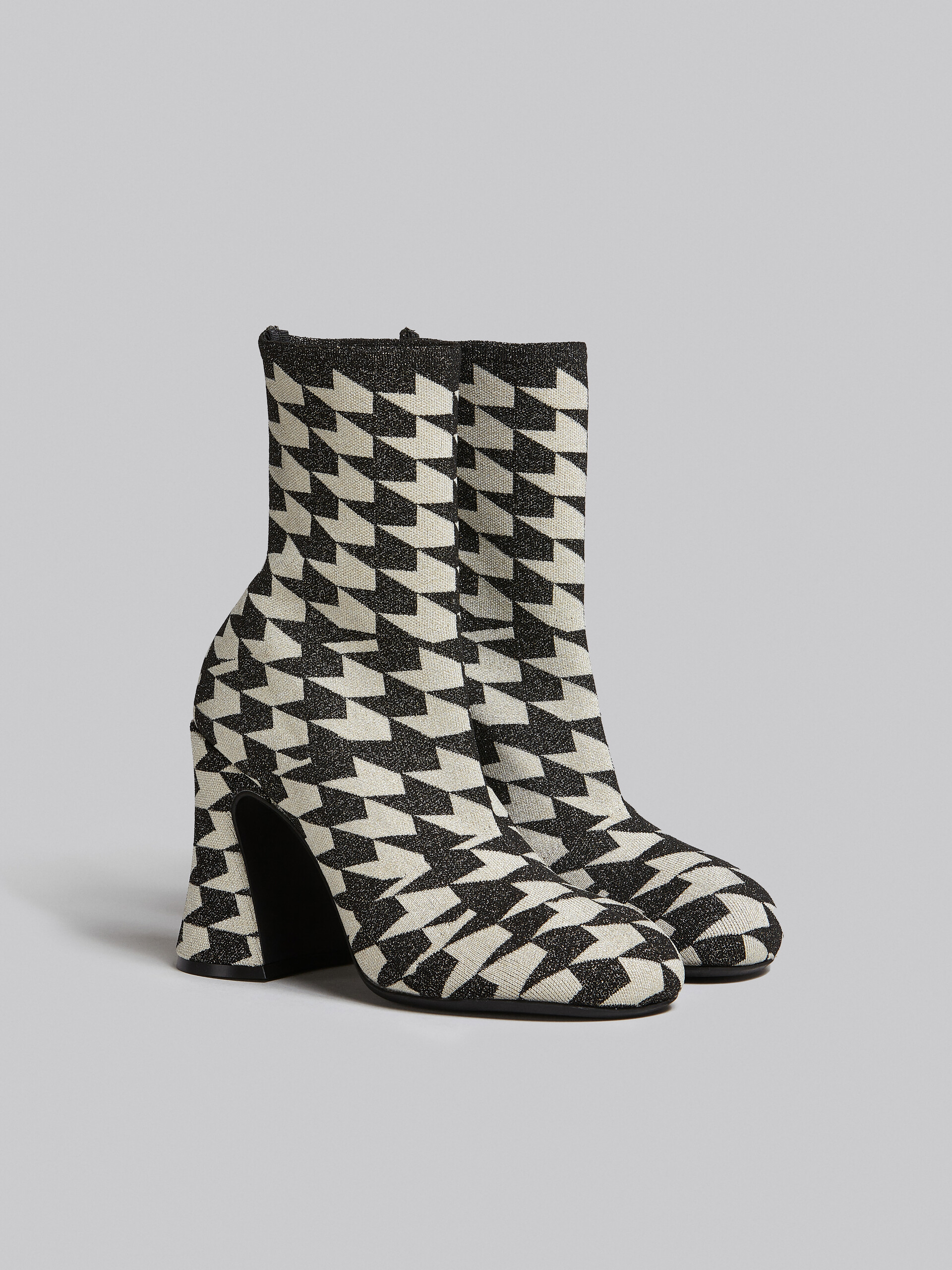 Black and white jacquard lurex ankle boot - Boots - Image 2