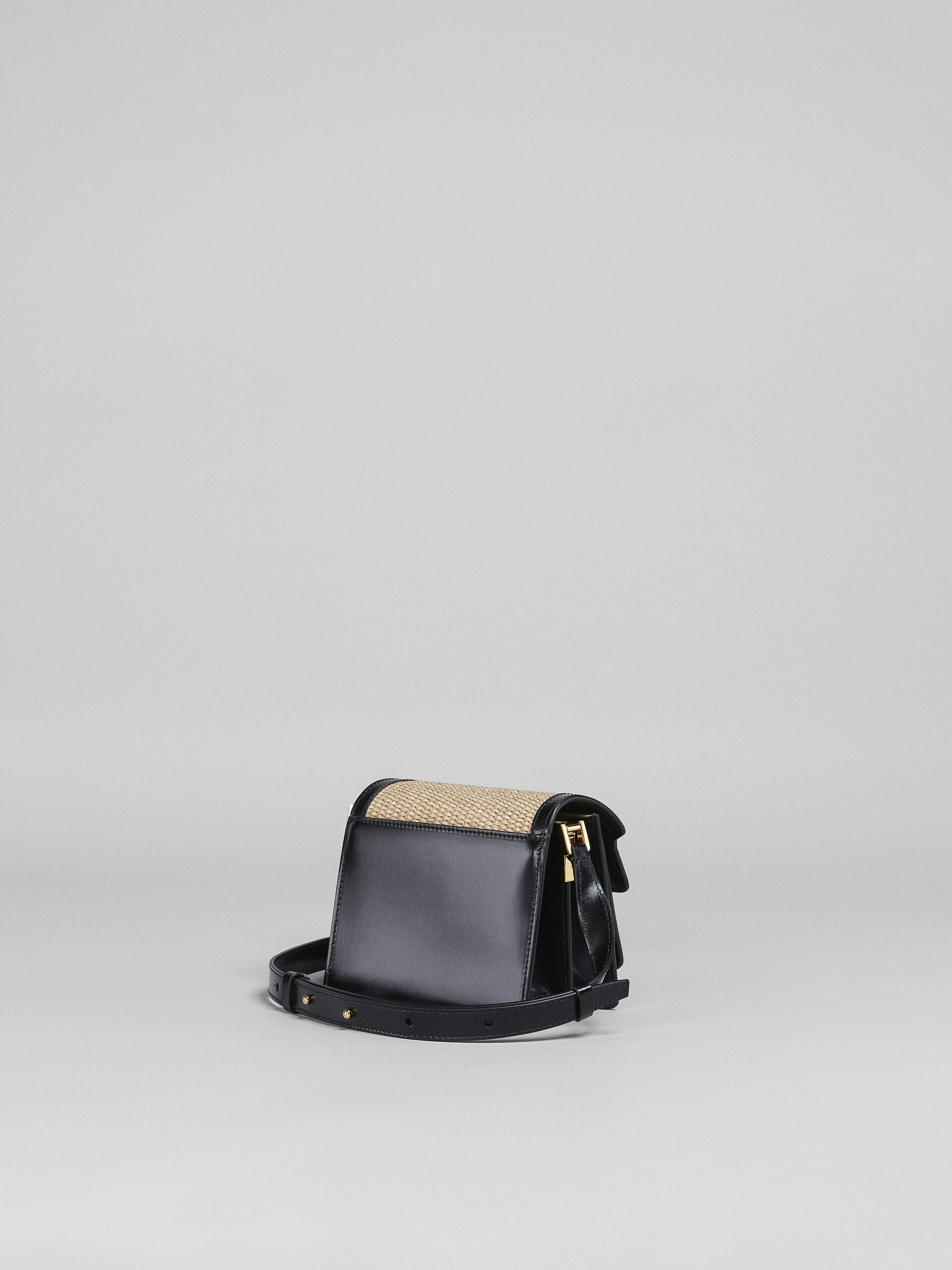 TRUNK SOFT mini bag in black leather and raffia - Shoulder Bags - Image 3