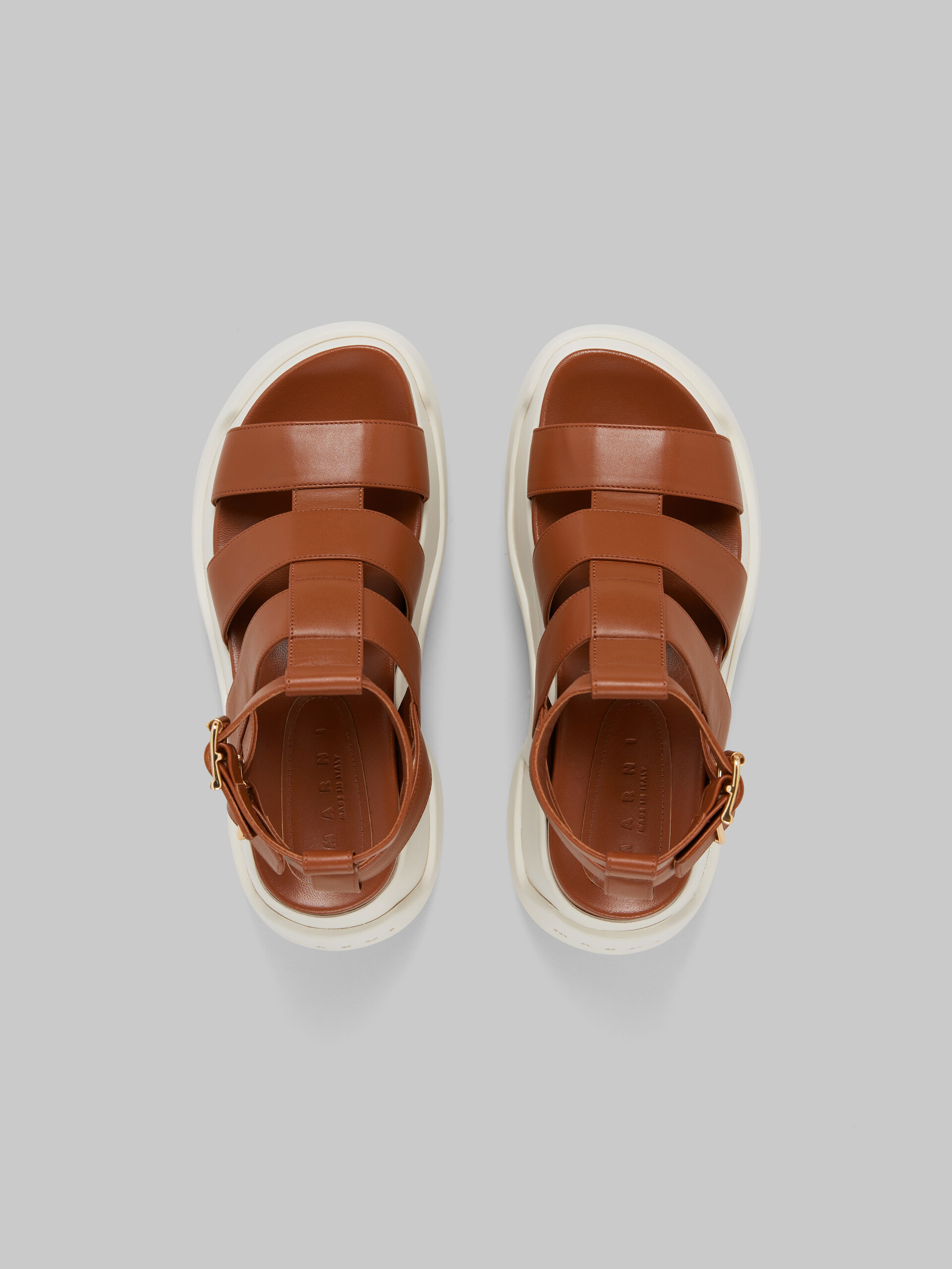 Brown leather gladiator sandal with platform sole - Sandals - Image 4