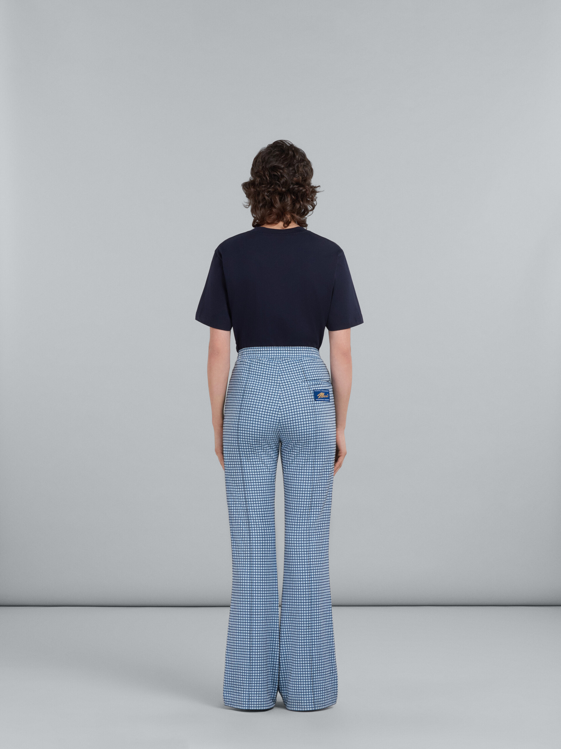 Flared trousers in light blue jacquard fabric - Pants - Image 3