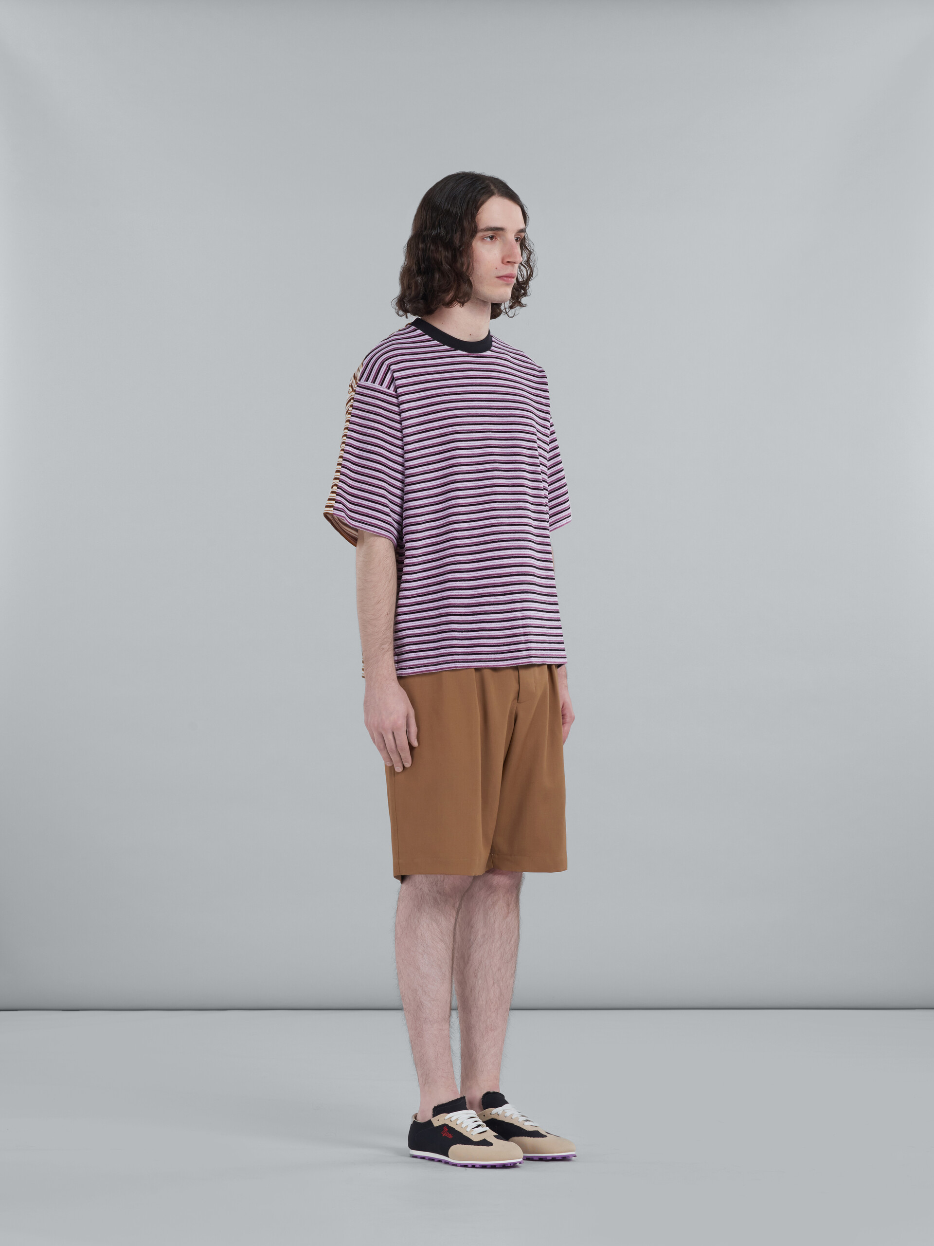 Striped velour short-sleeved T-shirt - T-shirts - Image 5