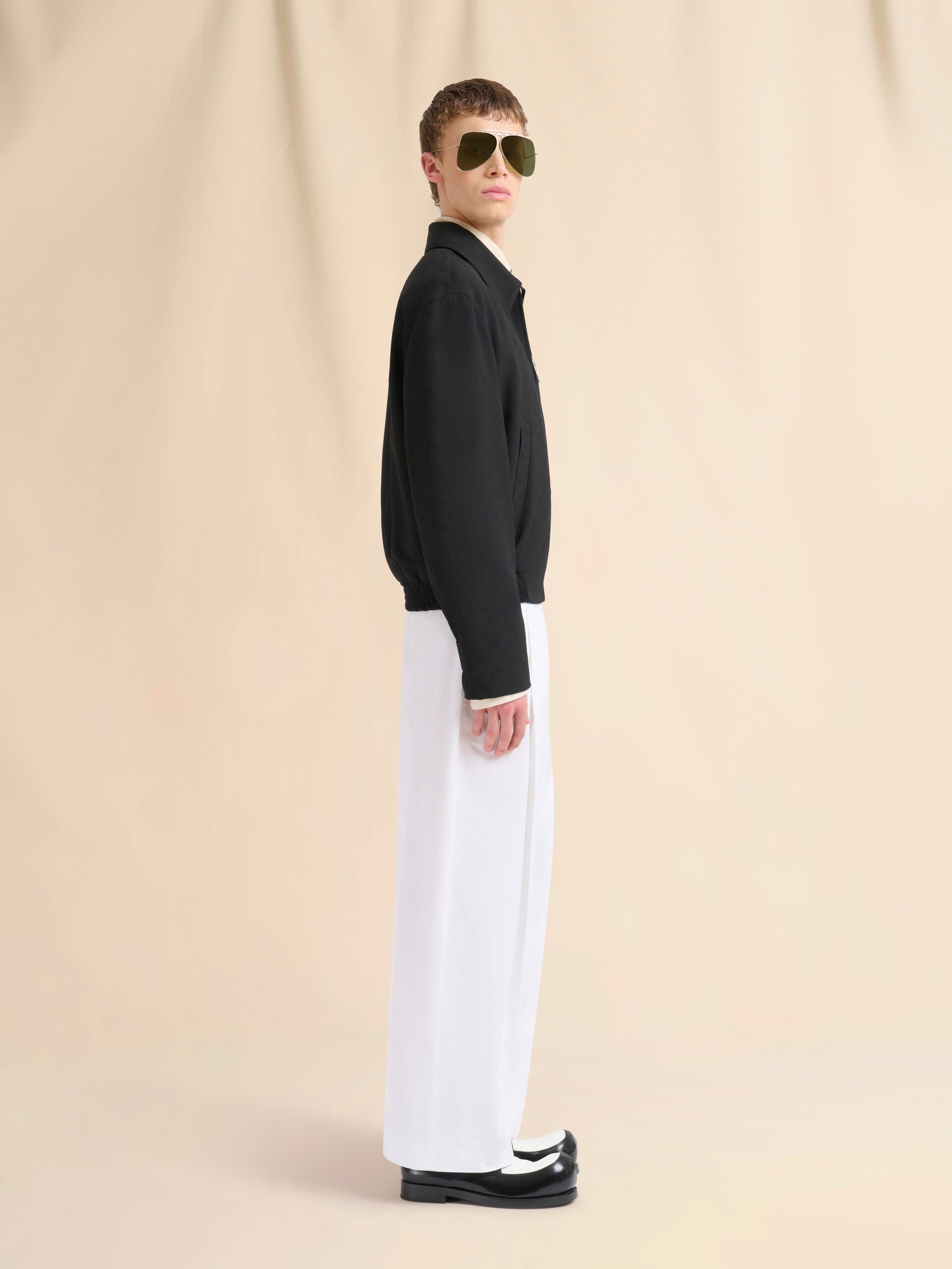 자카드 콘페티 모티프 블랙 울 재킷 - Jackets - Image 6