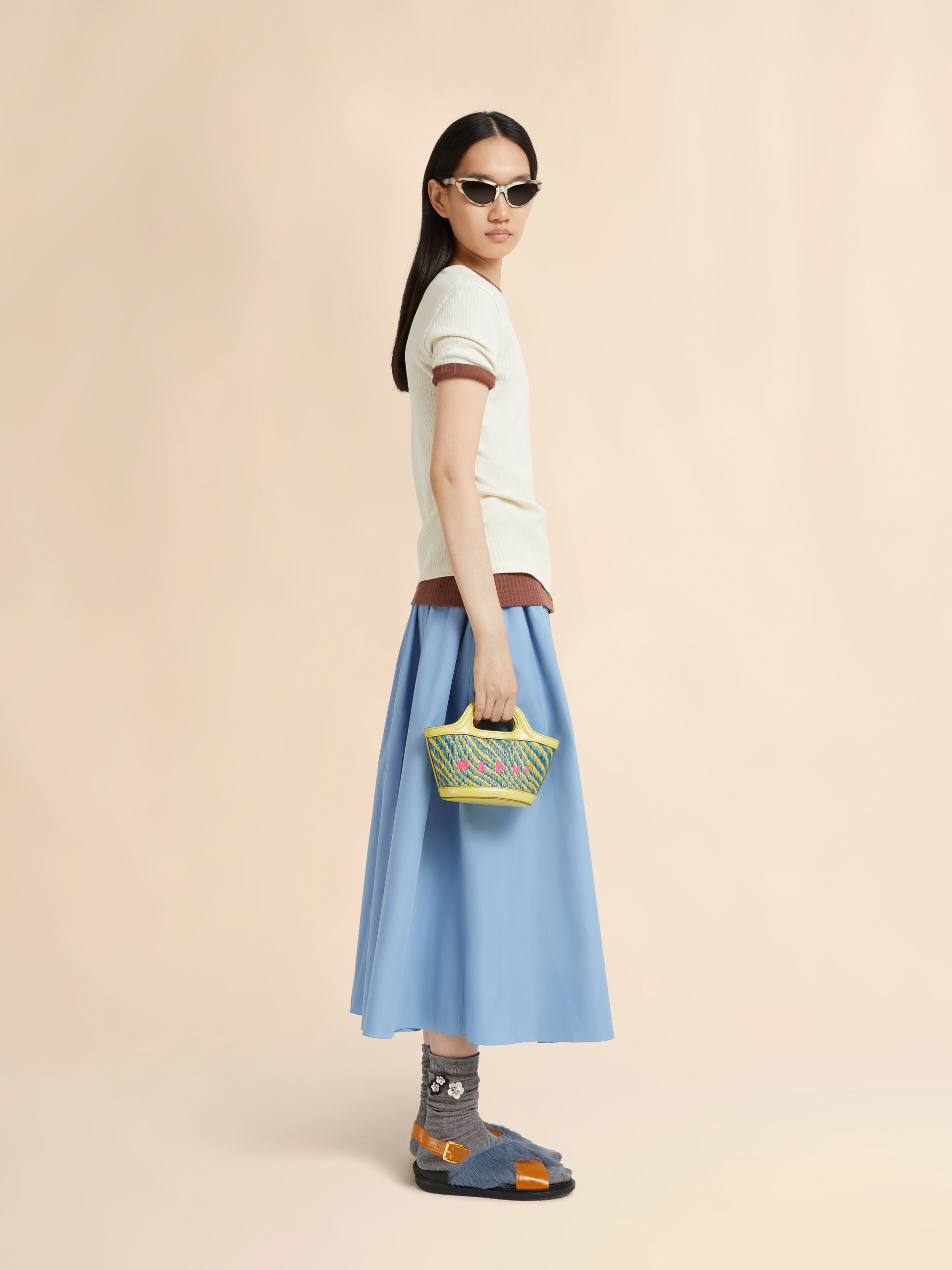 Blue wavy raffia-effect Tropicalia micro bag - Handbags - Image 2