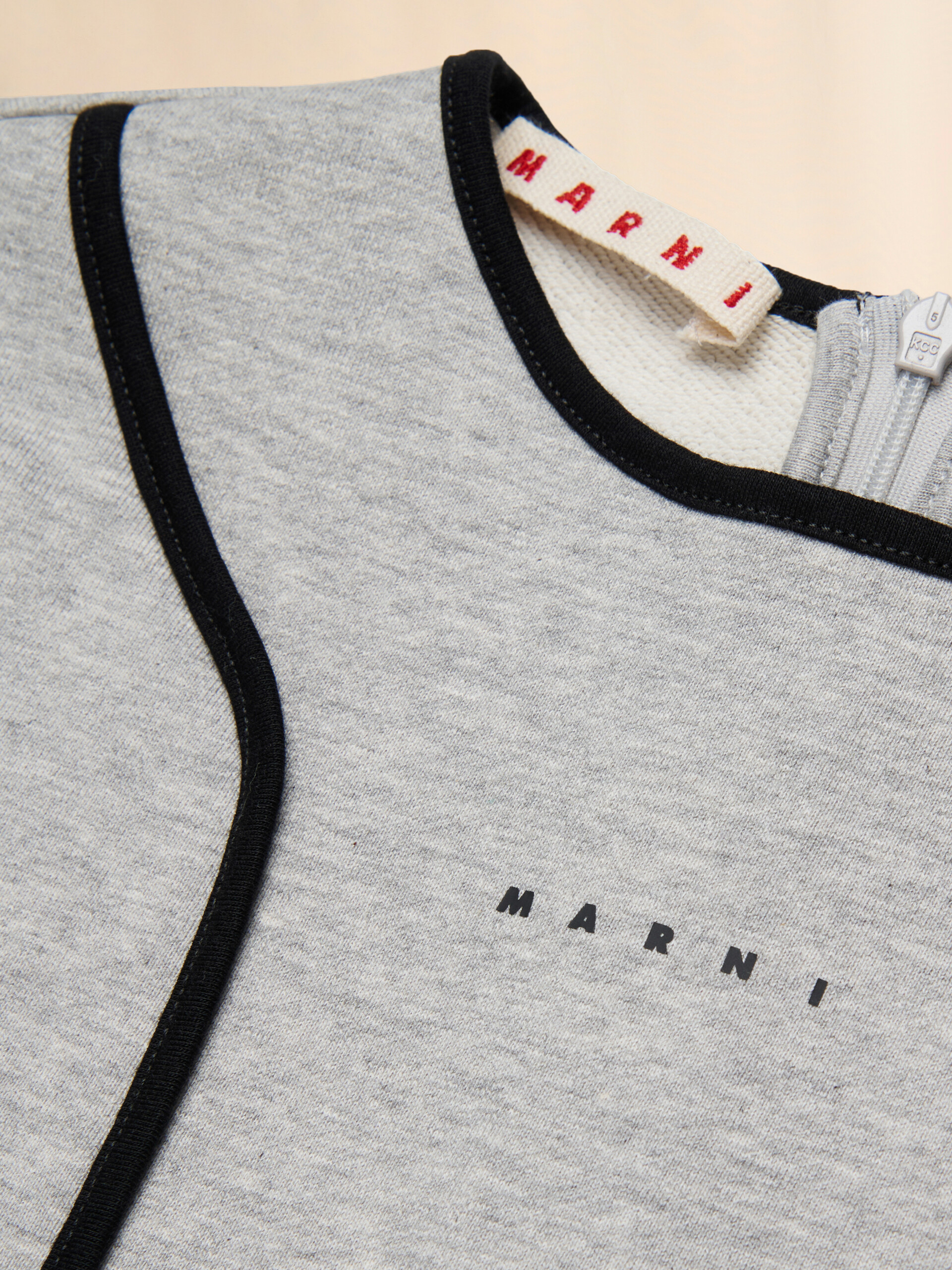 Gray cotton dress with contrast piping - Dresses - Image 4