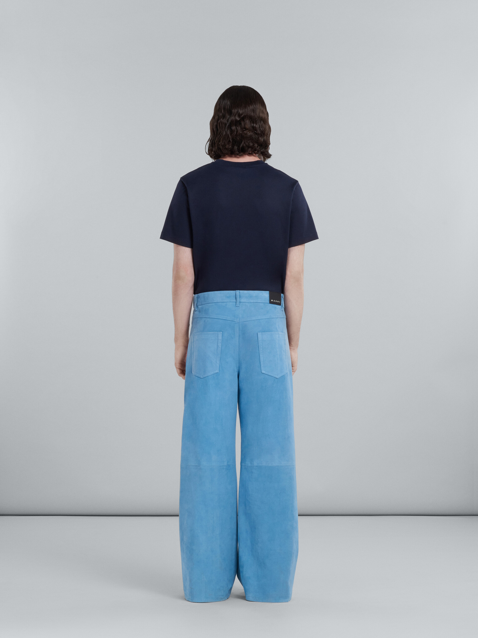 Light blue suede trousers - Pants - Image 3