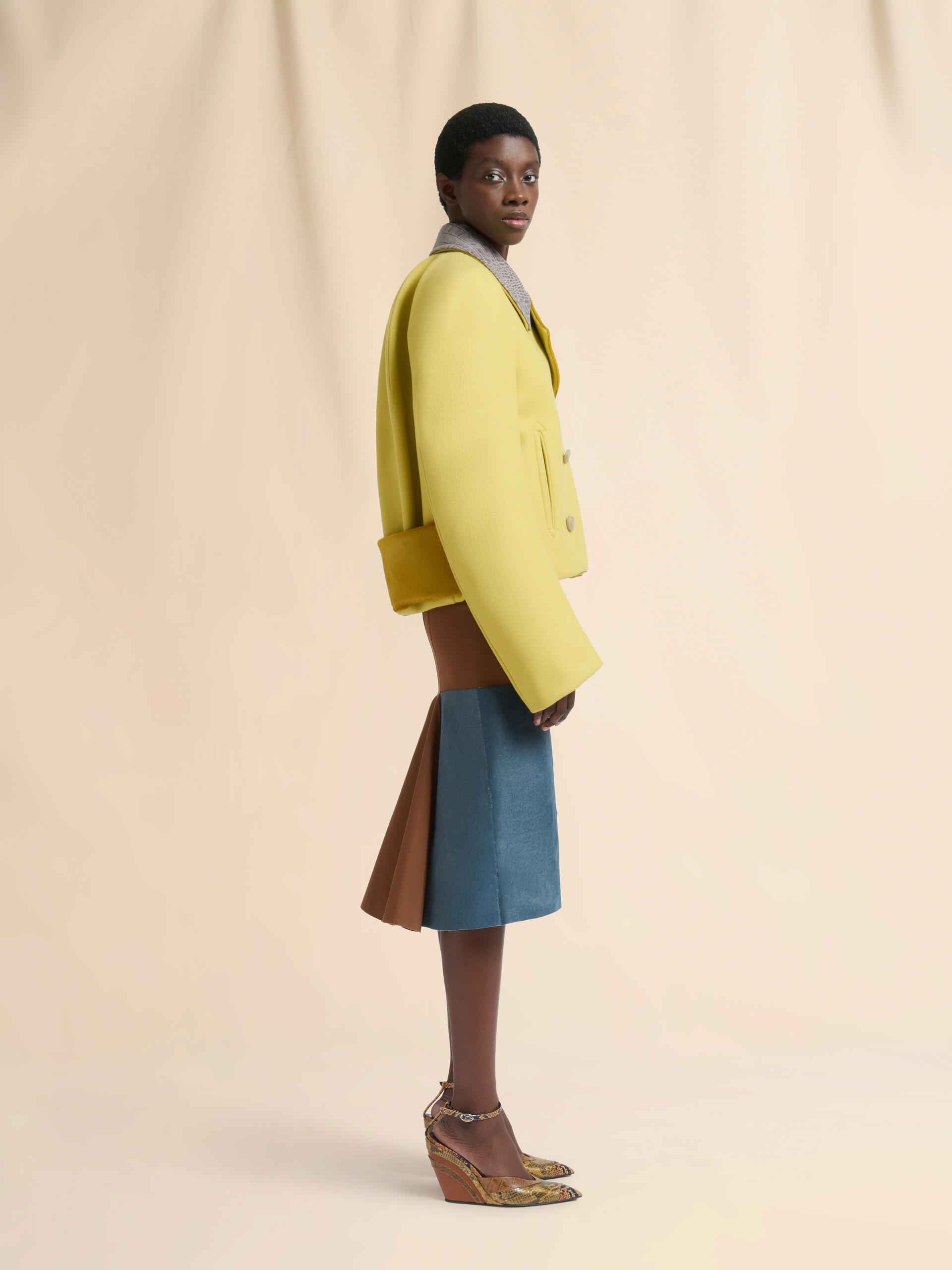 Brown wool skirt with pony hair insert - Skirts - Image 5