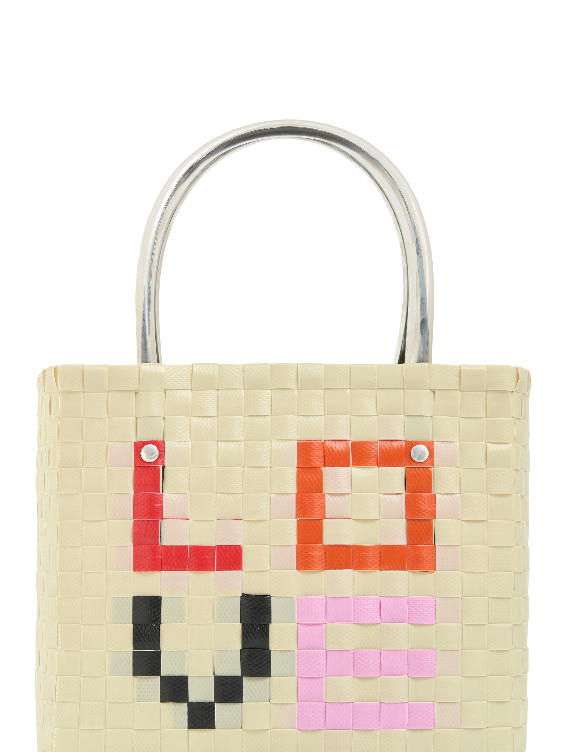 Marni Market Love Mini Basket Bag with black heart - Shopping Bags - Image 4
