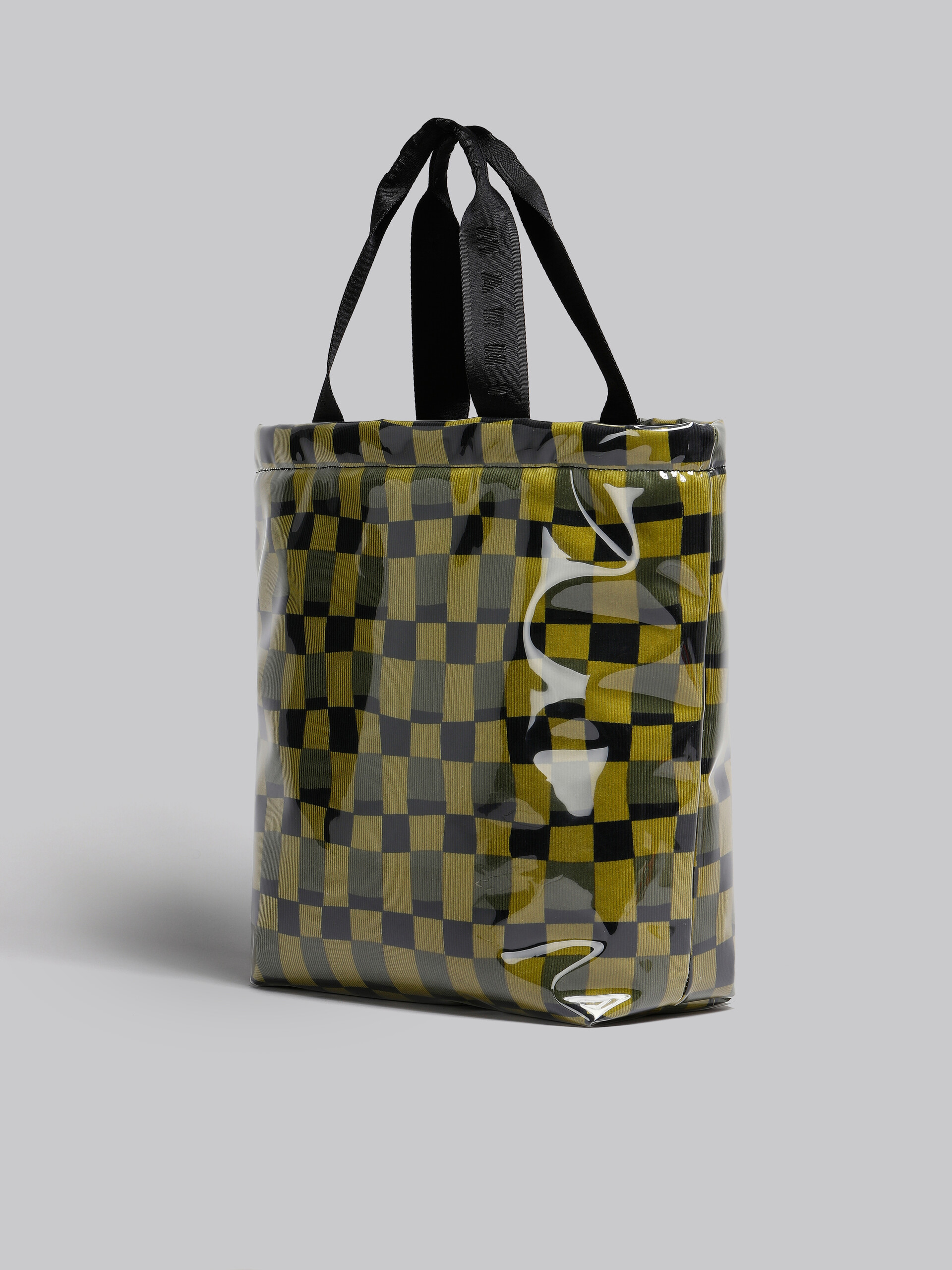 Yellow chequerboard tote with clear wrap - Shopping Bags - Image 3
