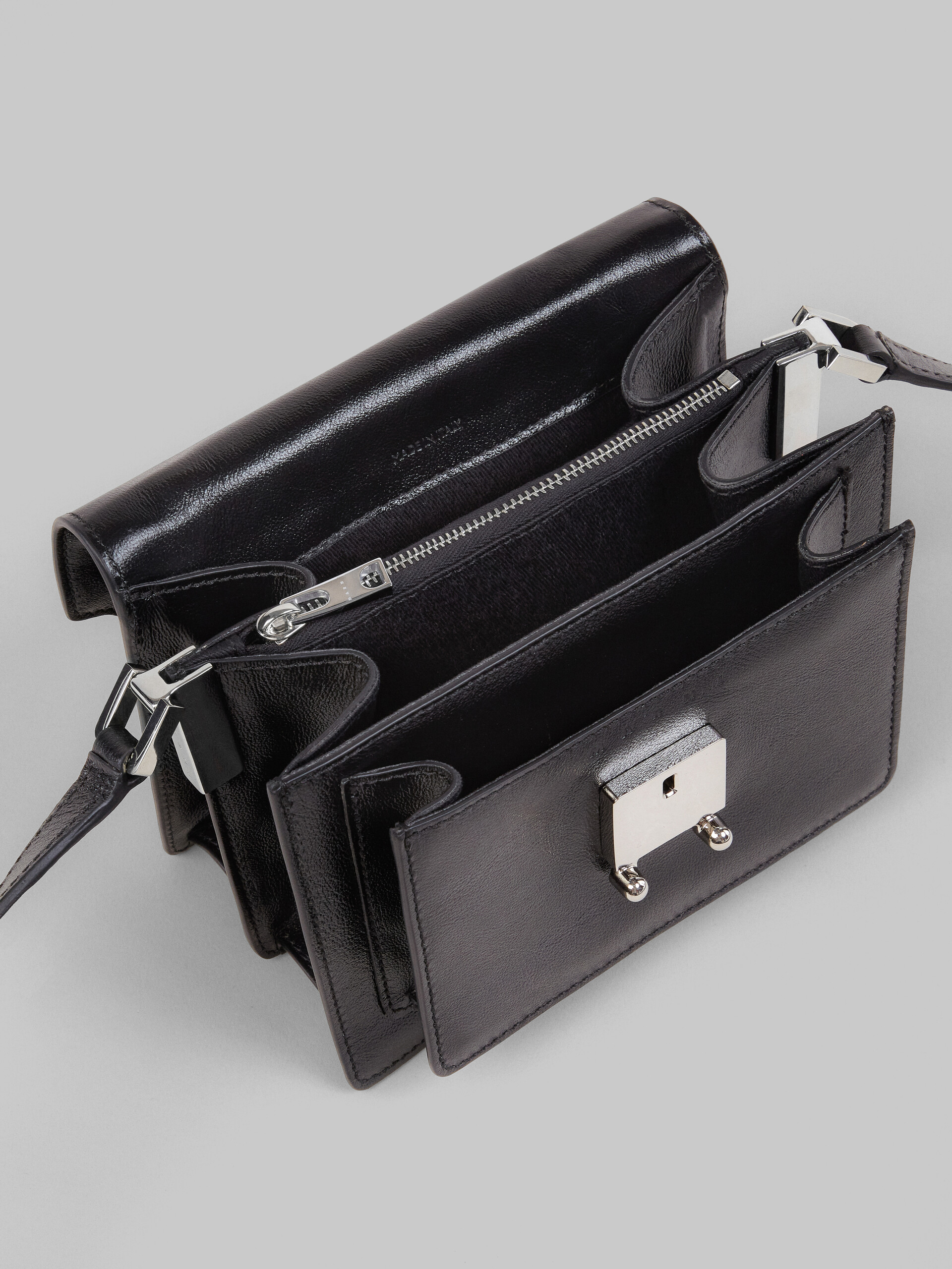 Trunk Soft Mini Bag in black leather - Shoulder Bags - Image 4