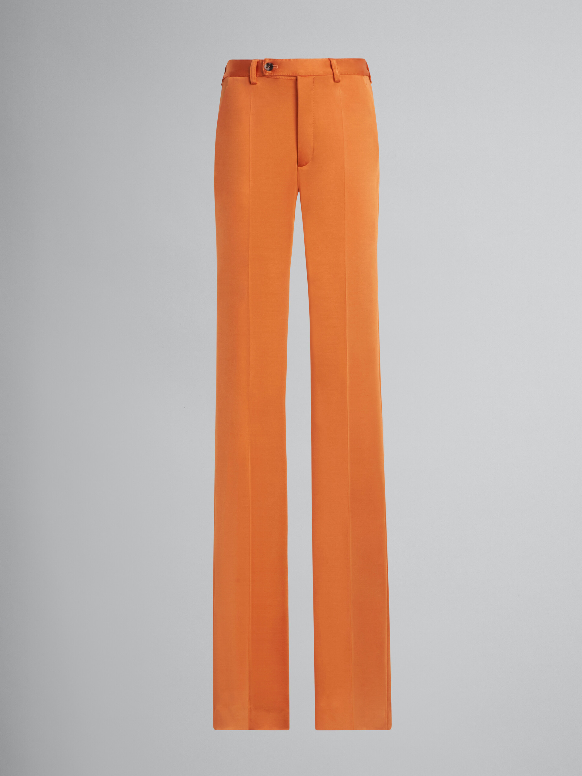 Orange stretch viscose organzine trousers - Pants - Image 1