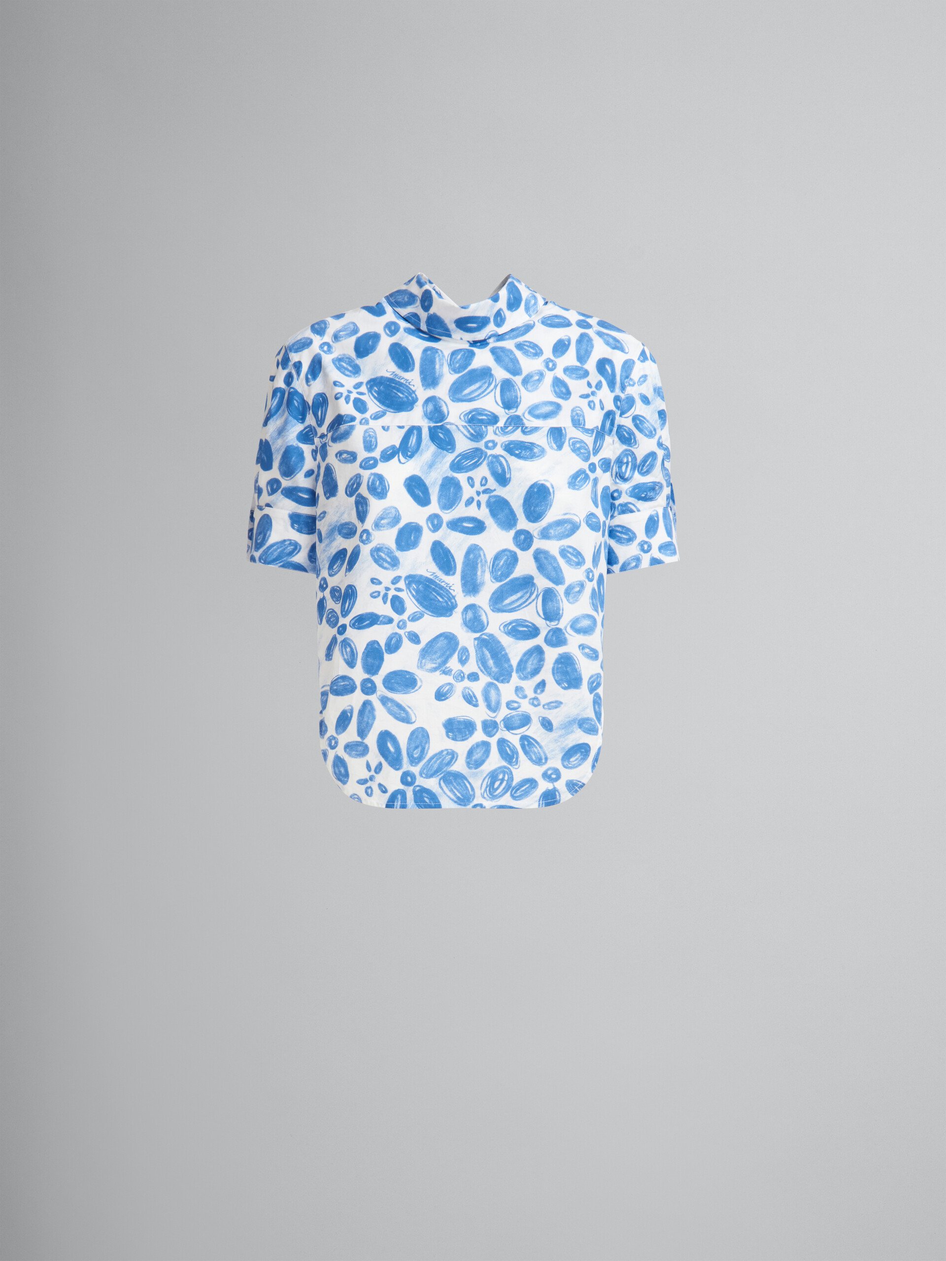 White organic poplin backwards shirt with Blooming print | Marni