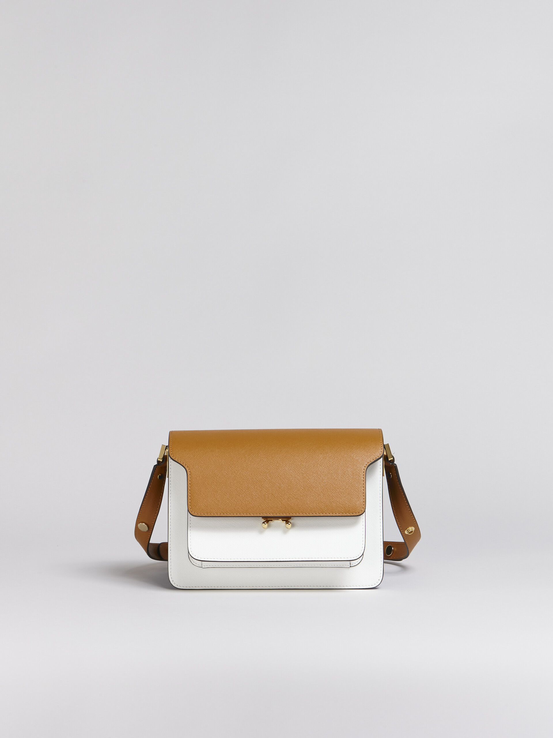 TRUNK medium bag in brown white and blue saffiano leather - Shoulder Bags - Image 1