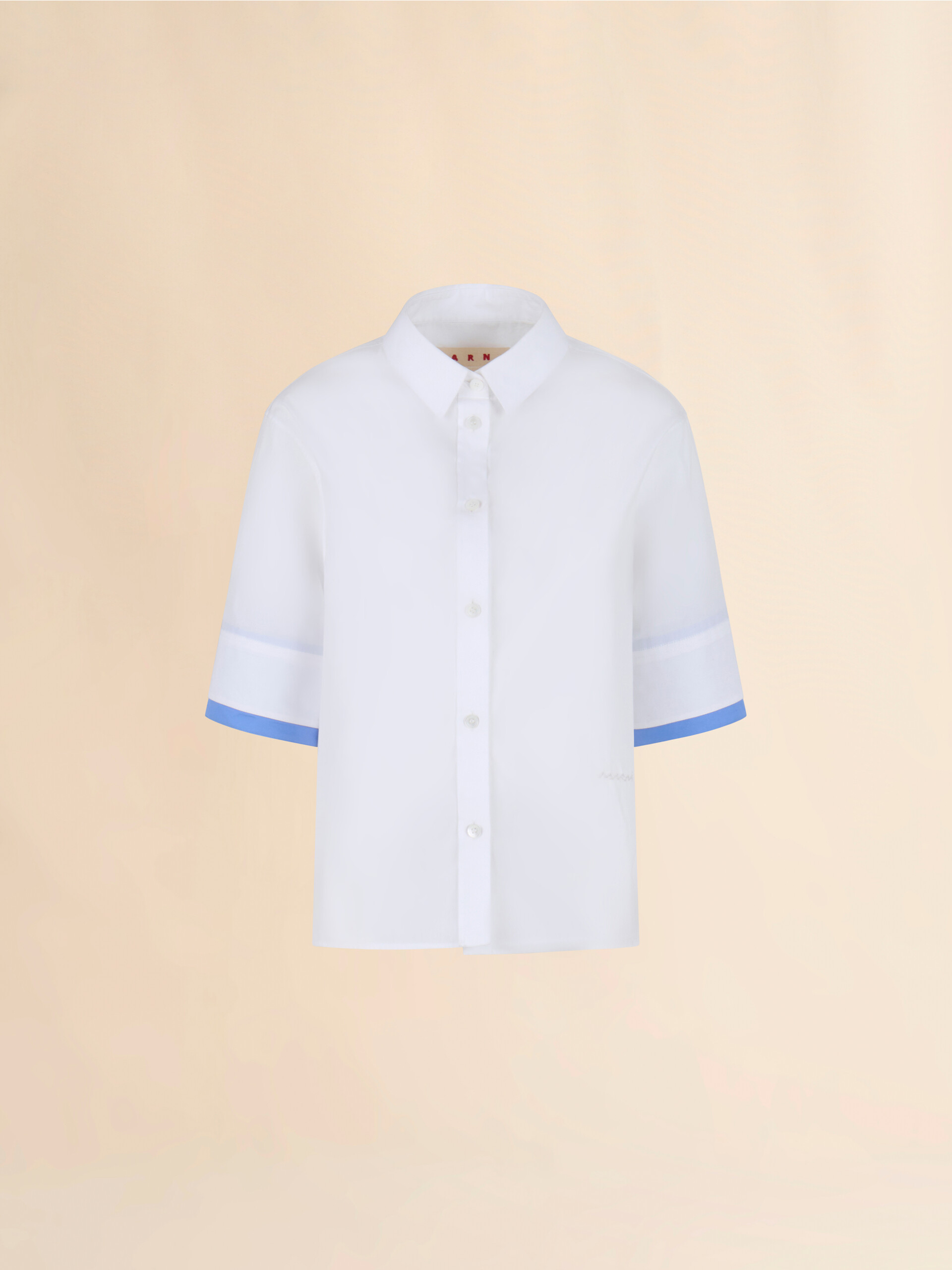 White poplin shirt with double cuffs - Shirts - Image 1