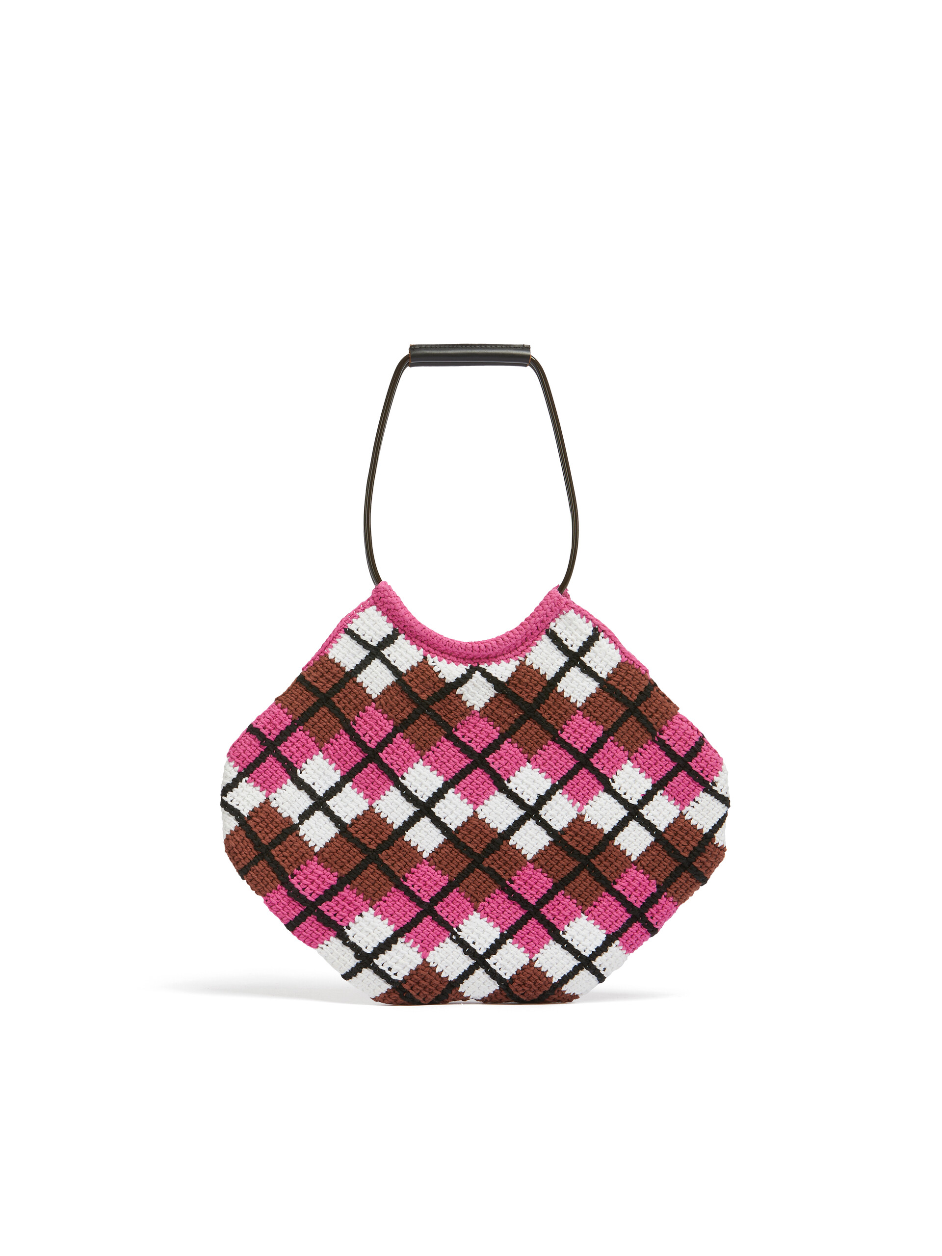 Borsa a mano MARNI MARKET in maglia a rombi rosa - Borse shopping - Image 3