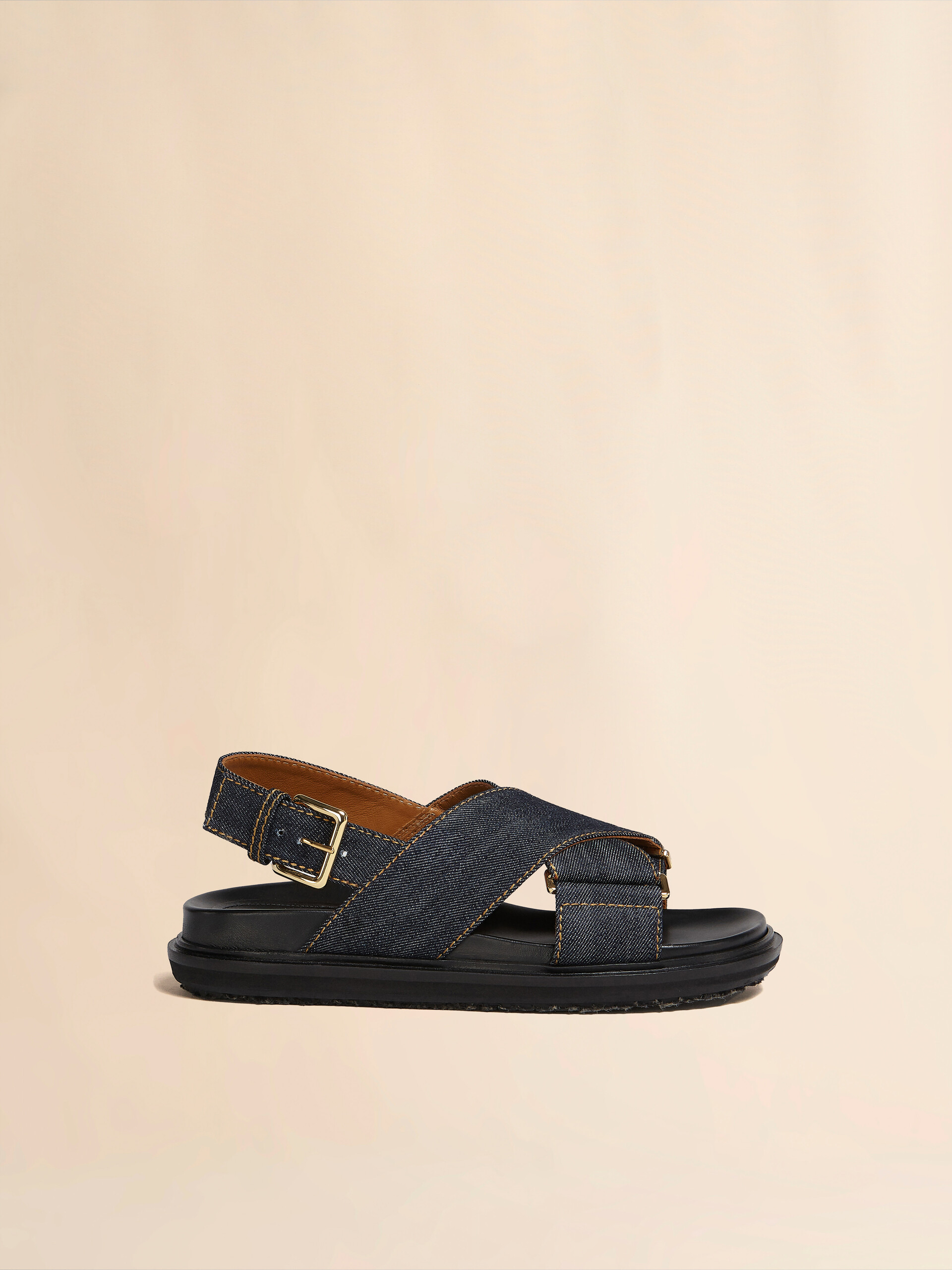 Sandalo incrociato in denim blu - Sandali - Image 1