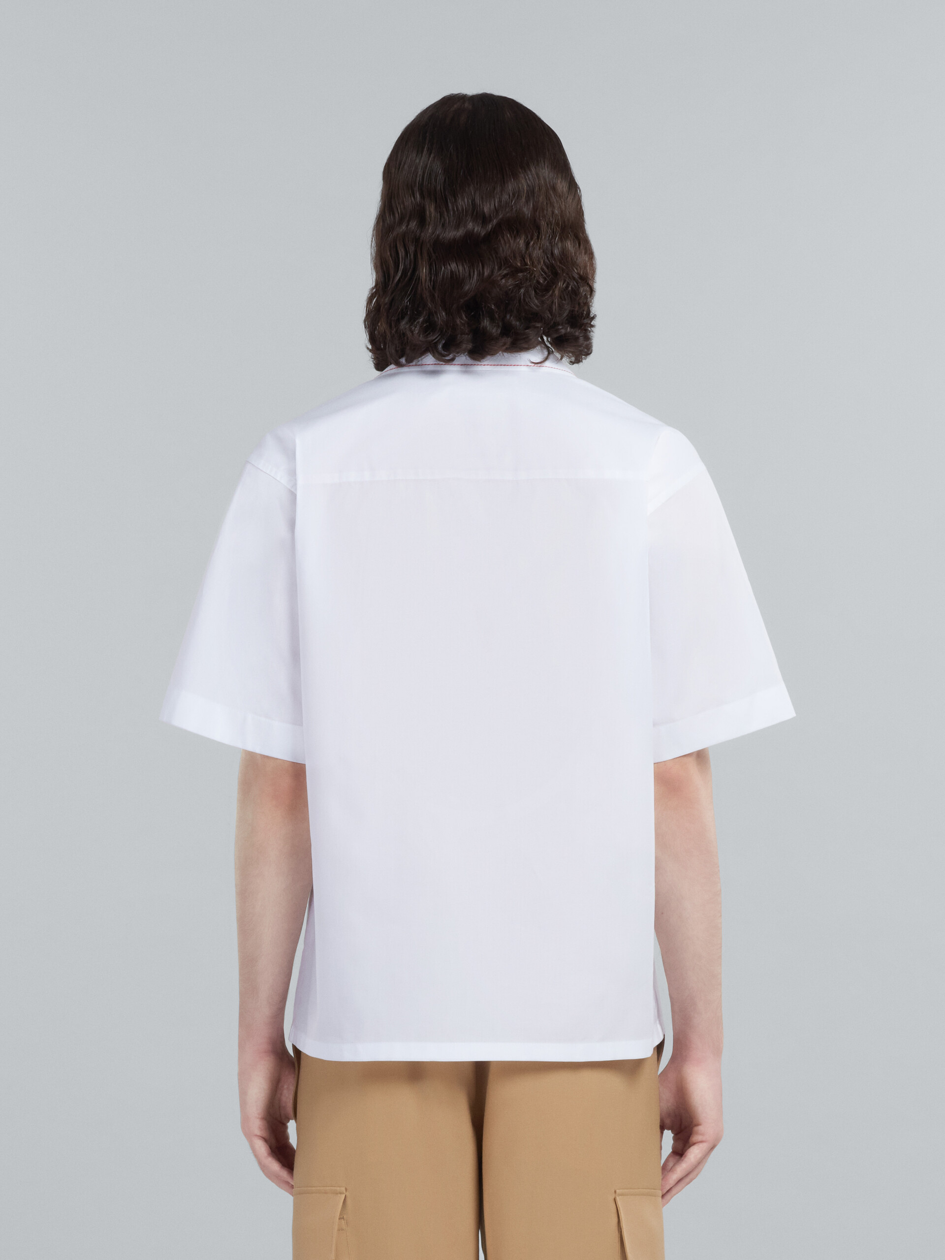 White poplin shirt with embroidery - Shirts - Image 3