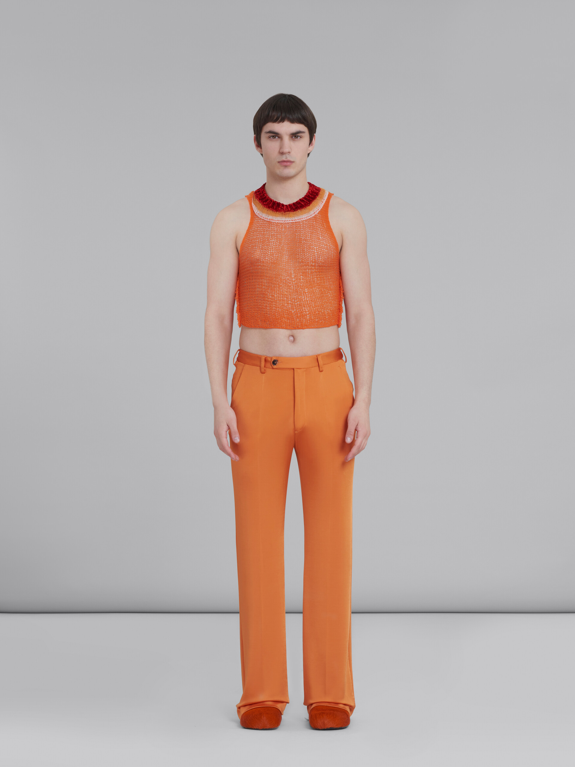 Orange wool-cashmere top with cutout - Pullovers - Image 2
