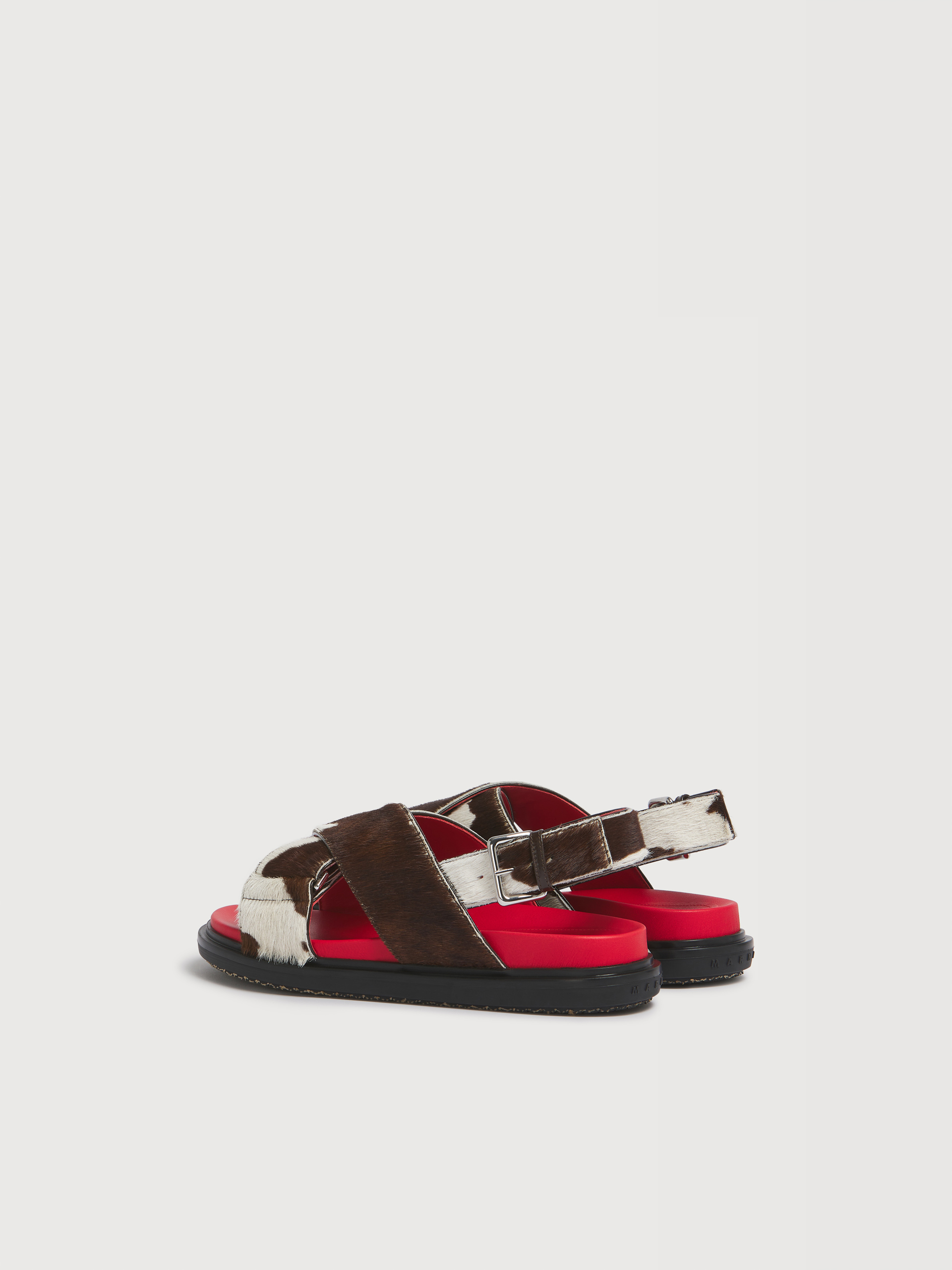 White and brown cow-print ponyhair Fussbett - Sandals - Image 3