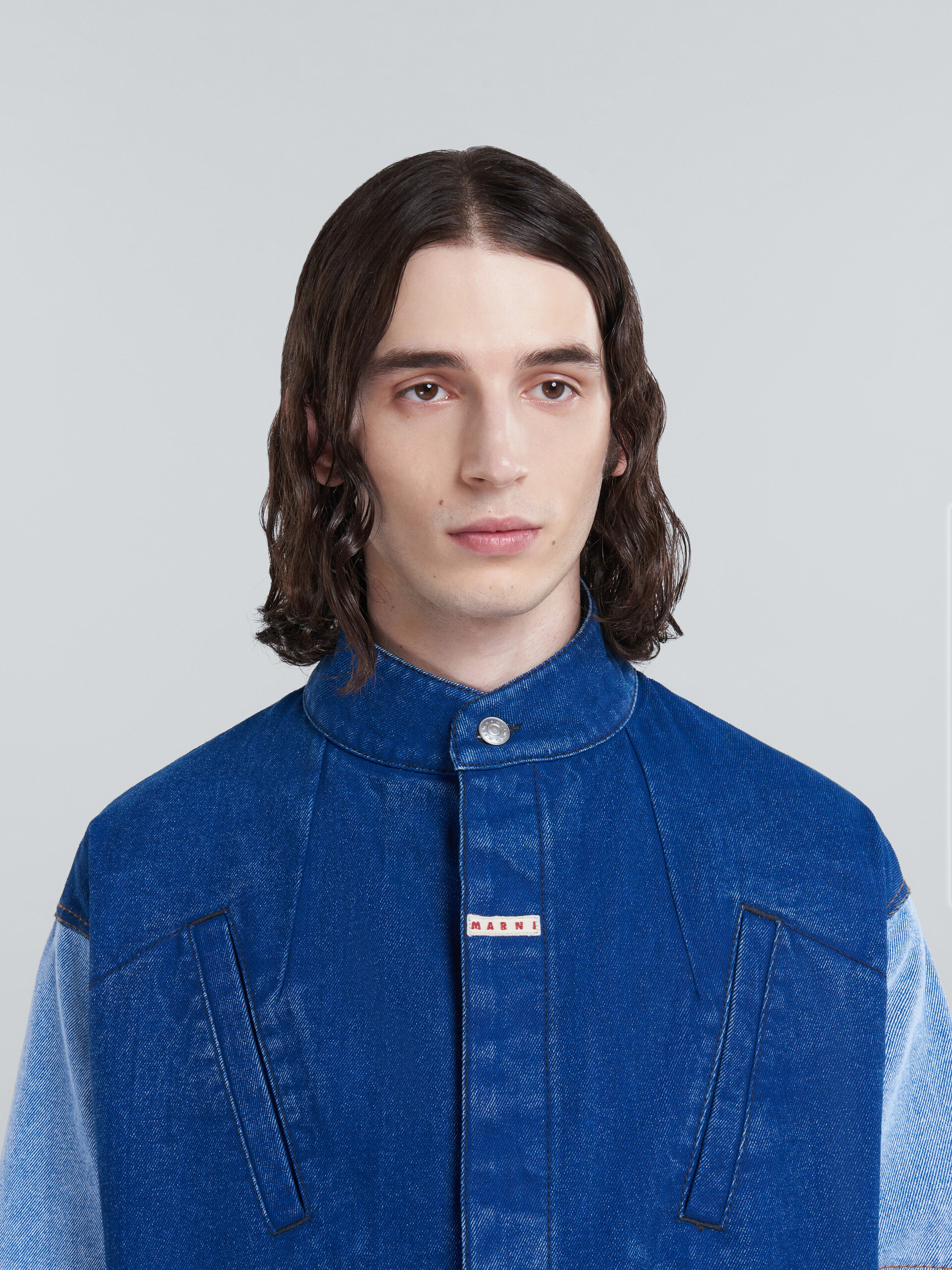 Jacket in coated blue denim - Jackets - Image 4
