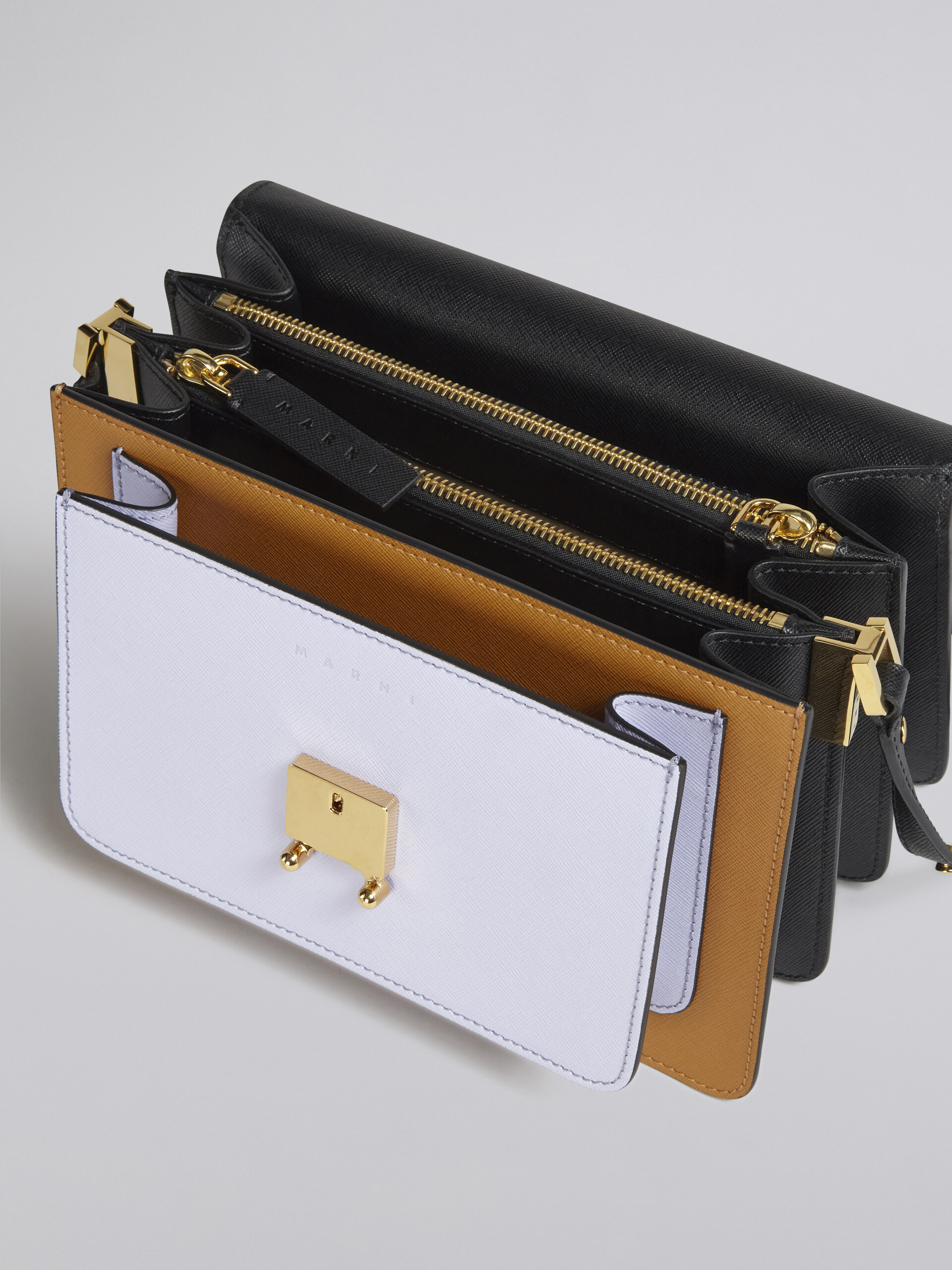 TRUNK bag in saffiano marrone lilla e nero - Borse a spalla - Image 4