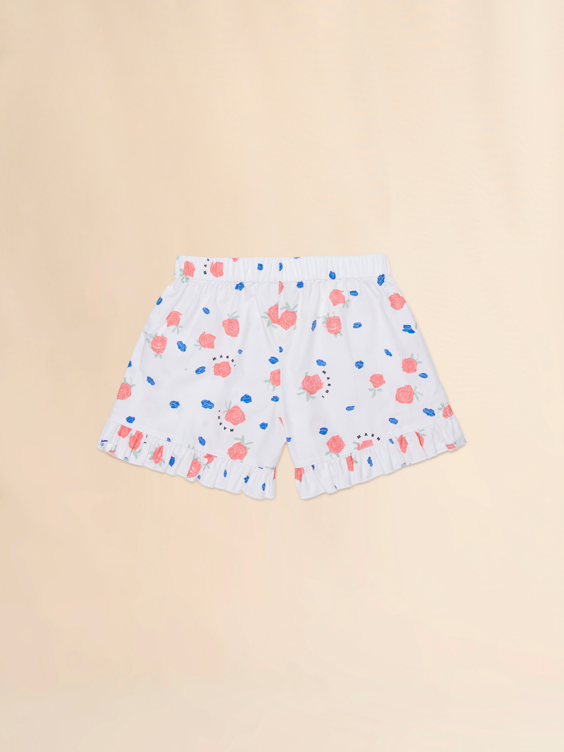 Short in cotone bianco con stampa Tea Time - Pantaloni - Image 2