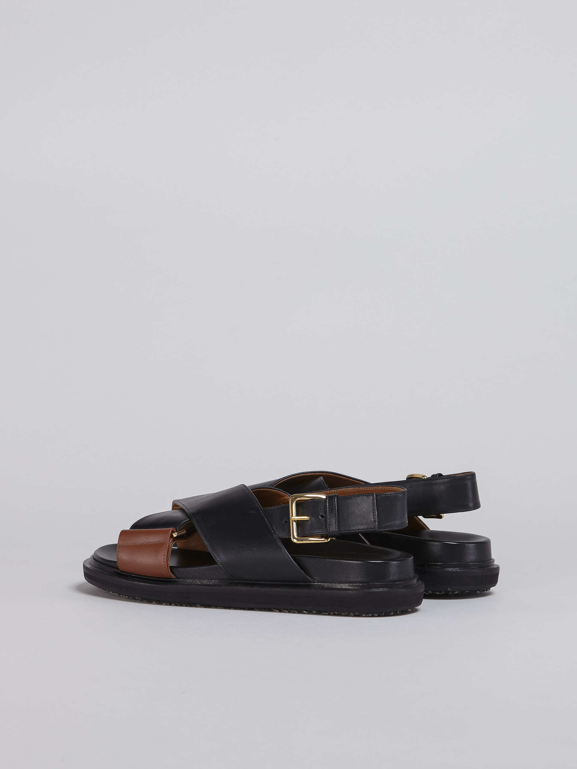 Black and brown smooth calf leather fussbett - Sandals - Image 3