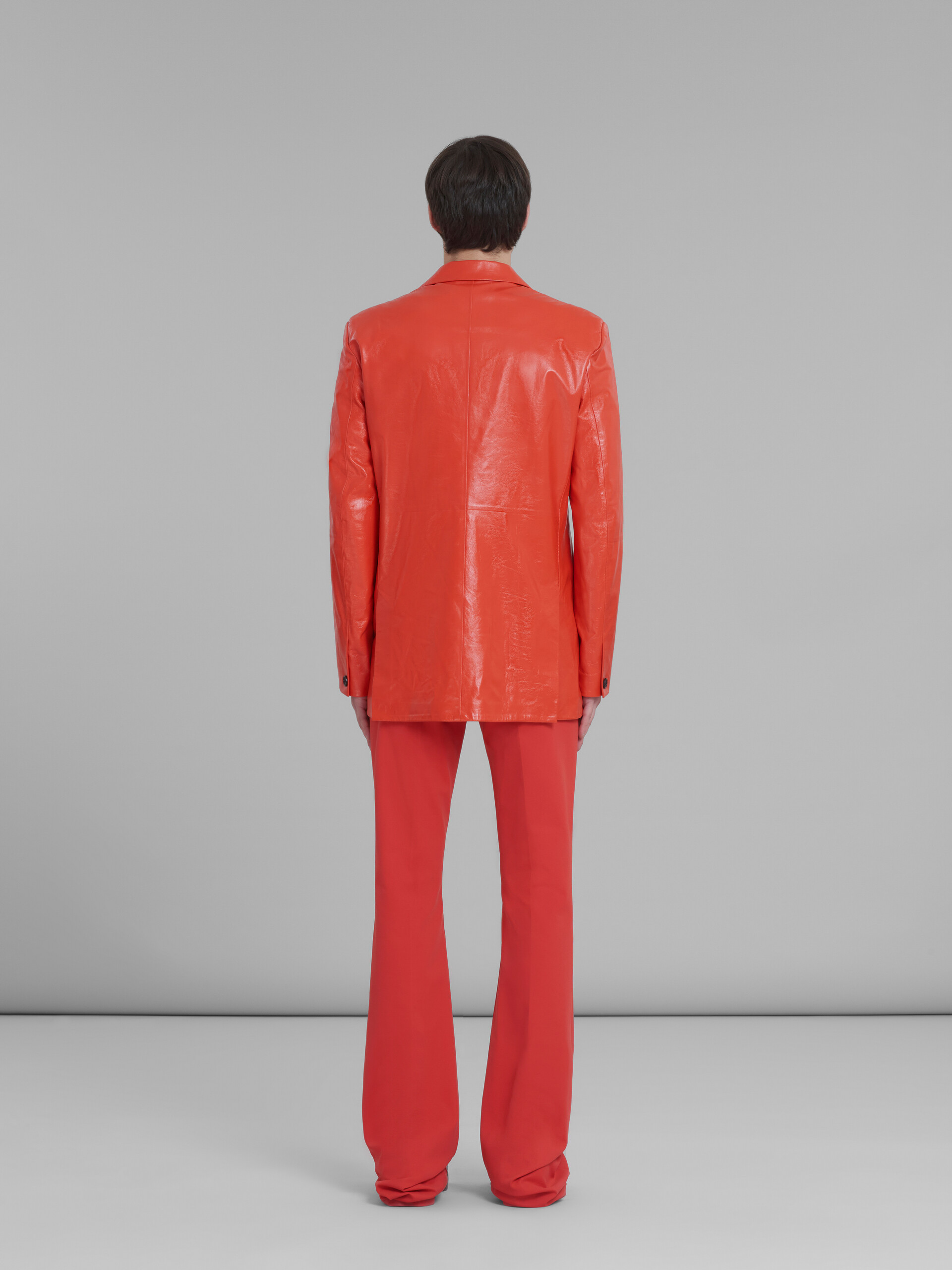 Red single-breasted blazer in ultralight naplak leather - Jackets - Image 3