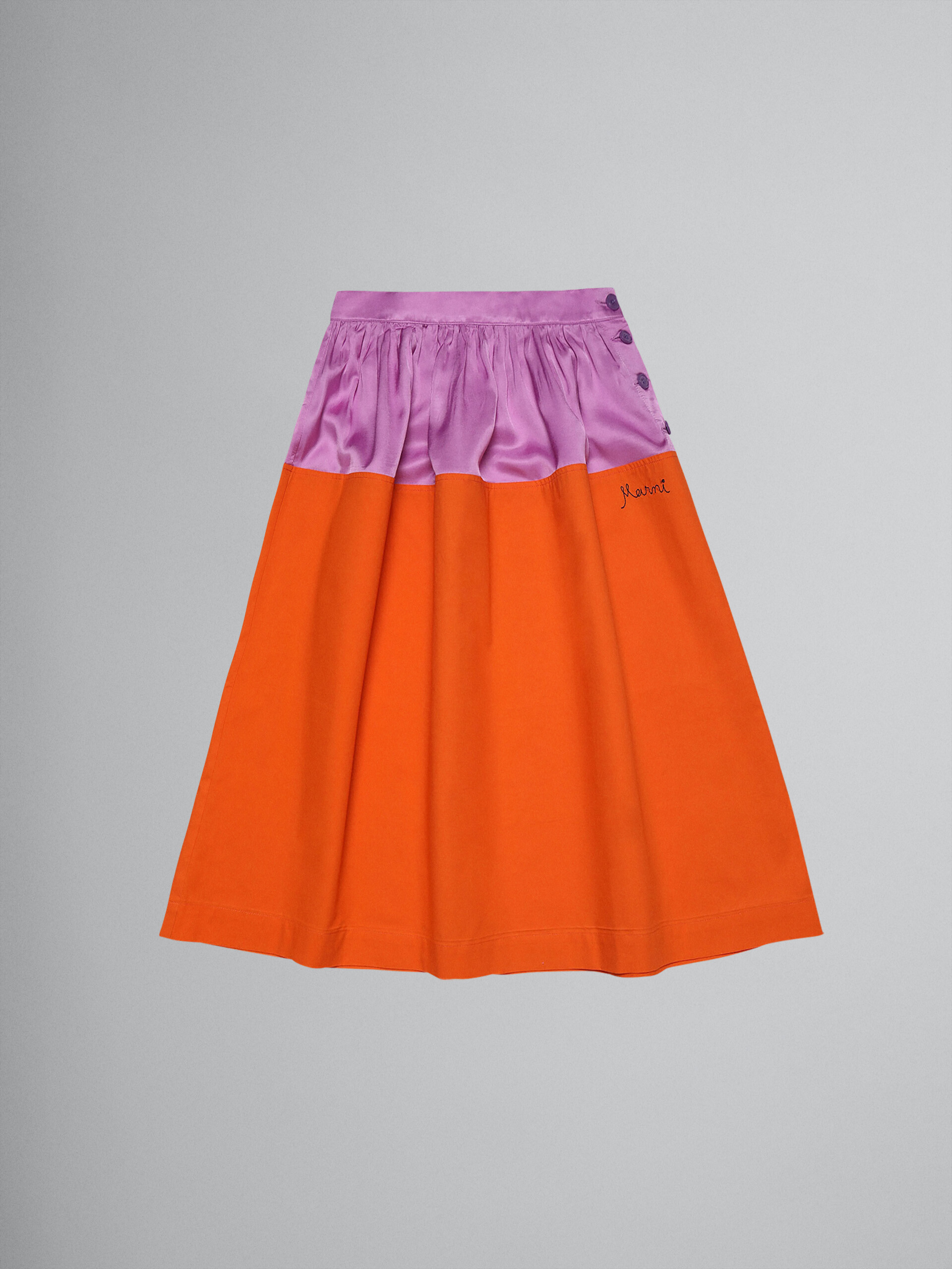 Cotton gabardine and satin skirt - Skirts - Image 1
