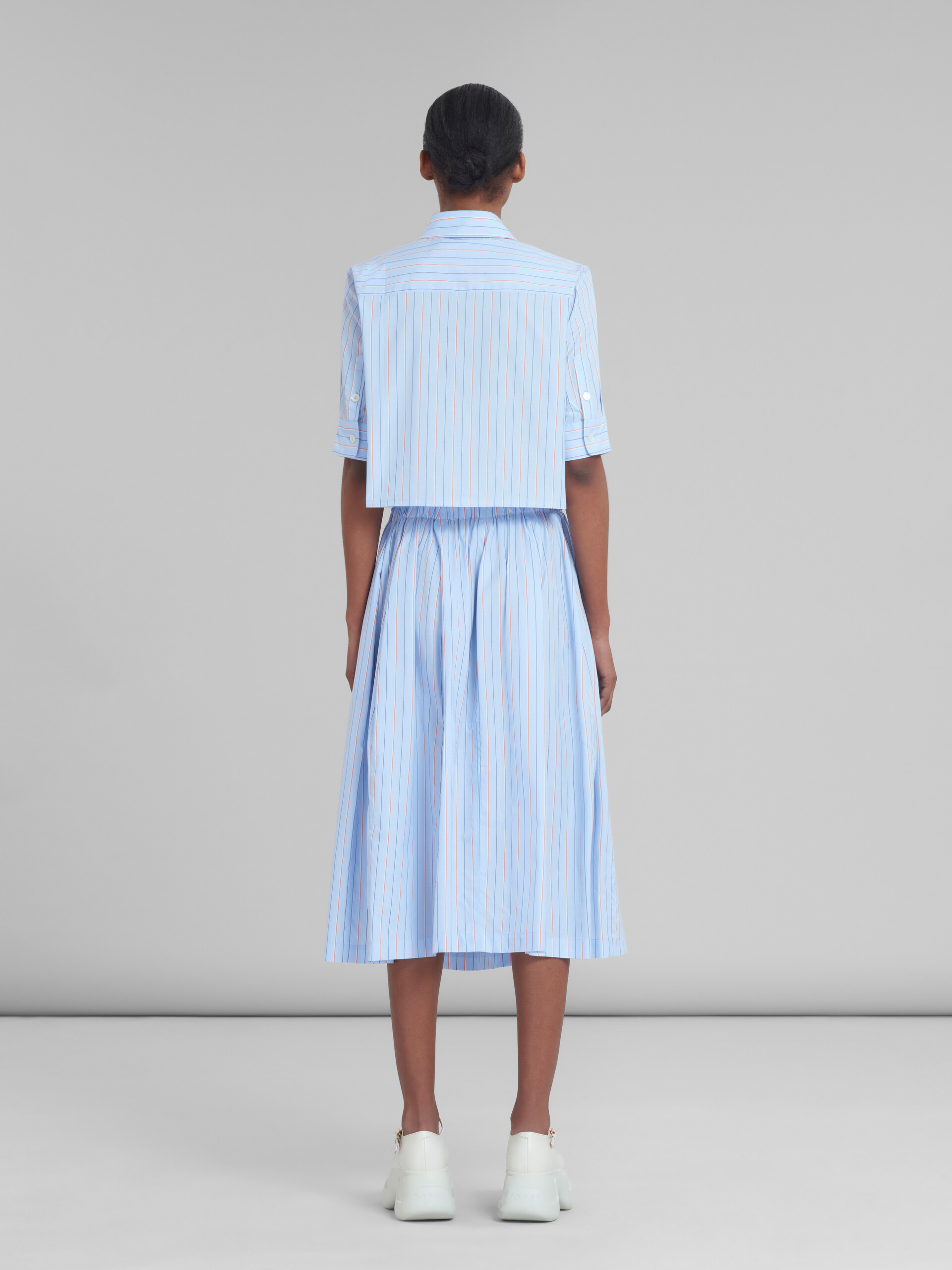 Blue striped bio popline balloon skirt - Skirts - Image 3