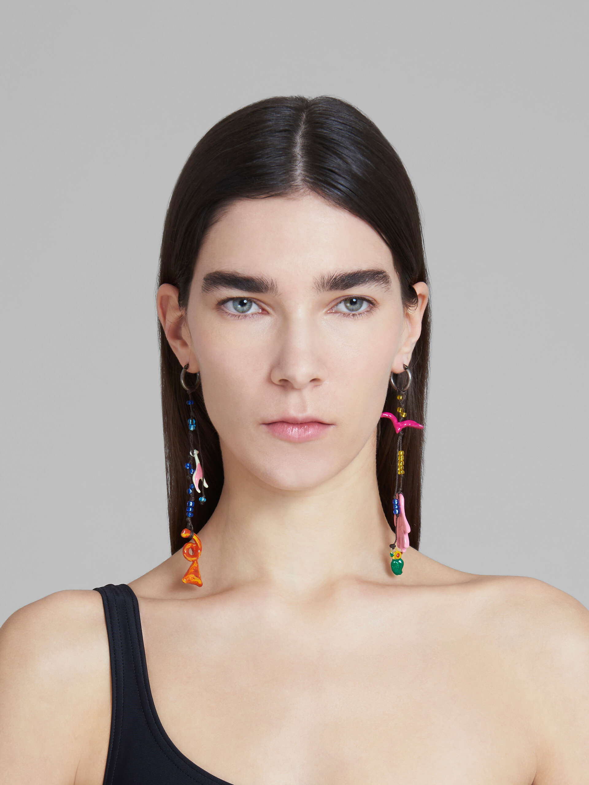 Marni x No Vacancy Inn - Earrings with pink red and orange pendants - Earrings - Image 2