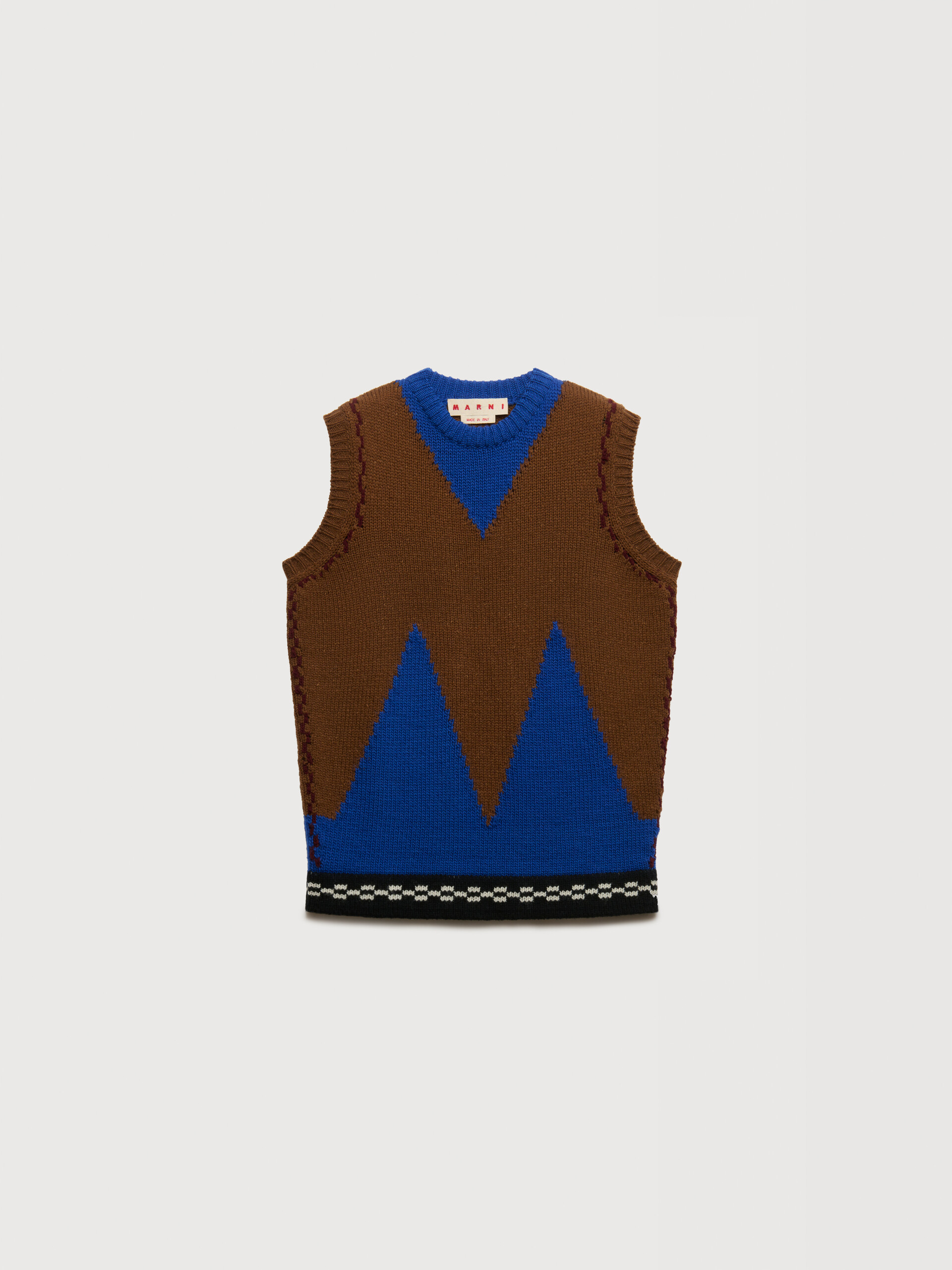 Brown wool vest with M intarsia - Pullovers - Image 1