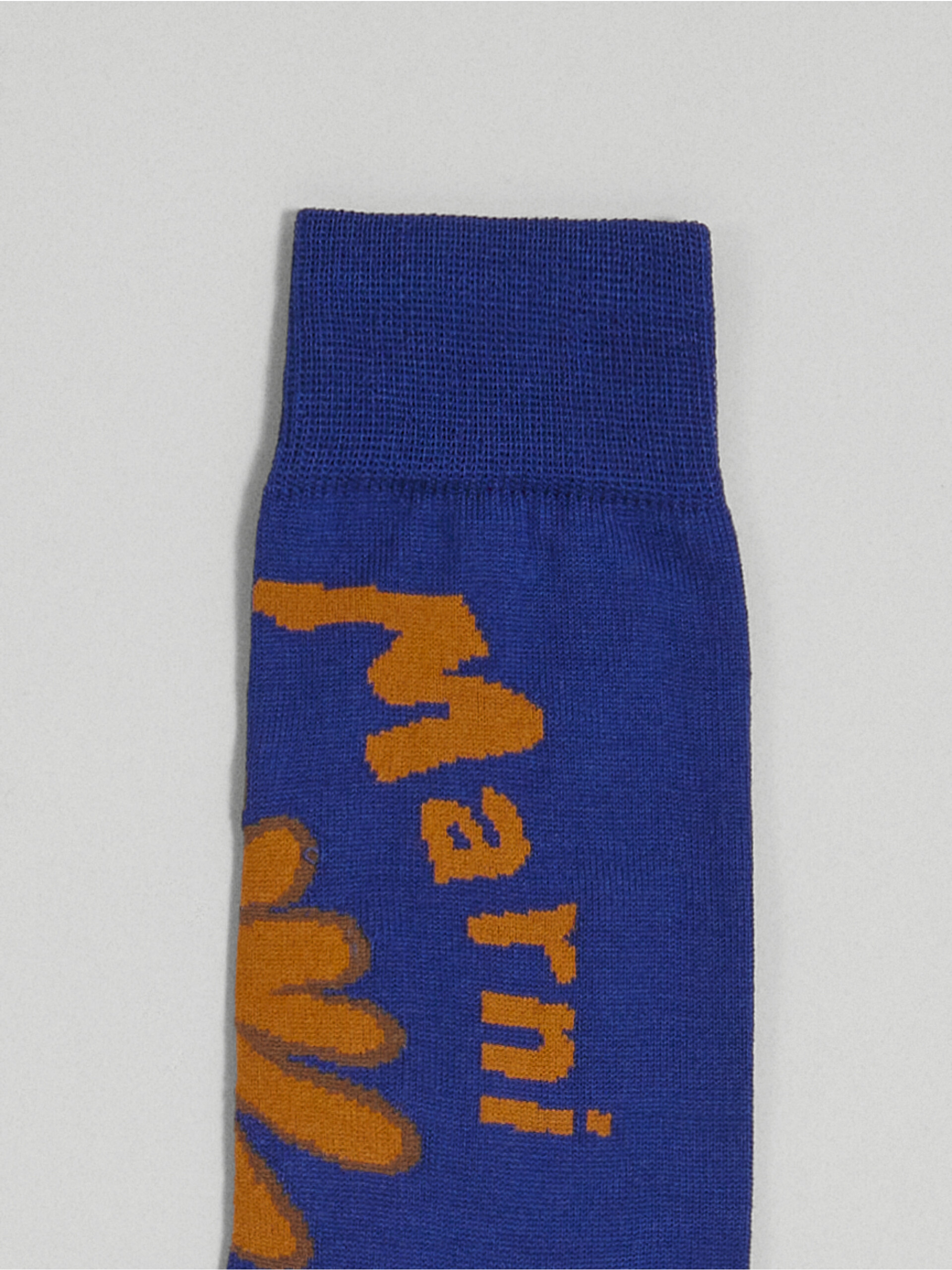 Blue 70’s Flower jacquard cotton and nylon sock - Socks - Image 3
