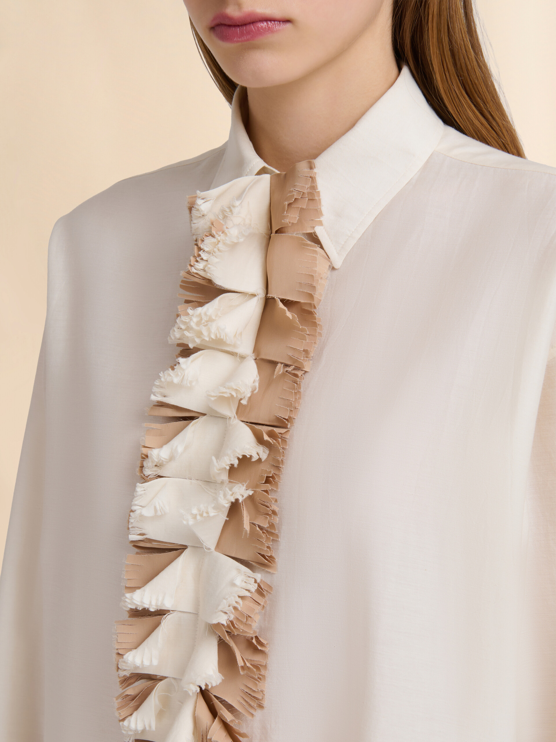 Cream twill shirt with detachable plastron - Shirts - Image 4