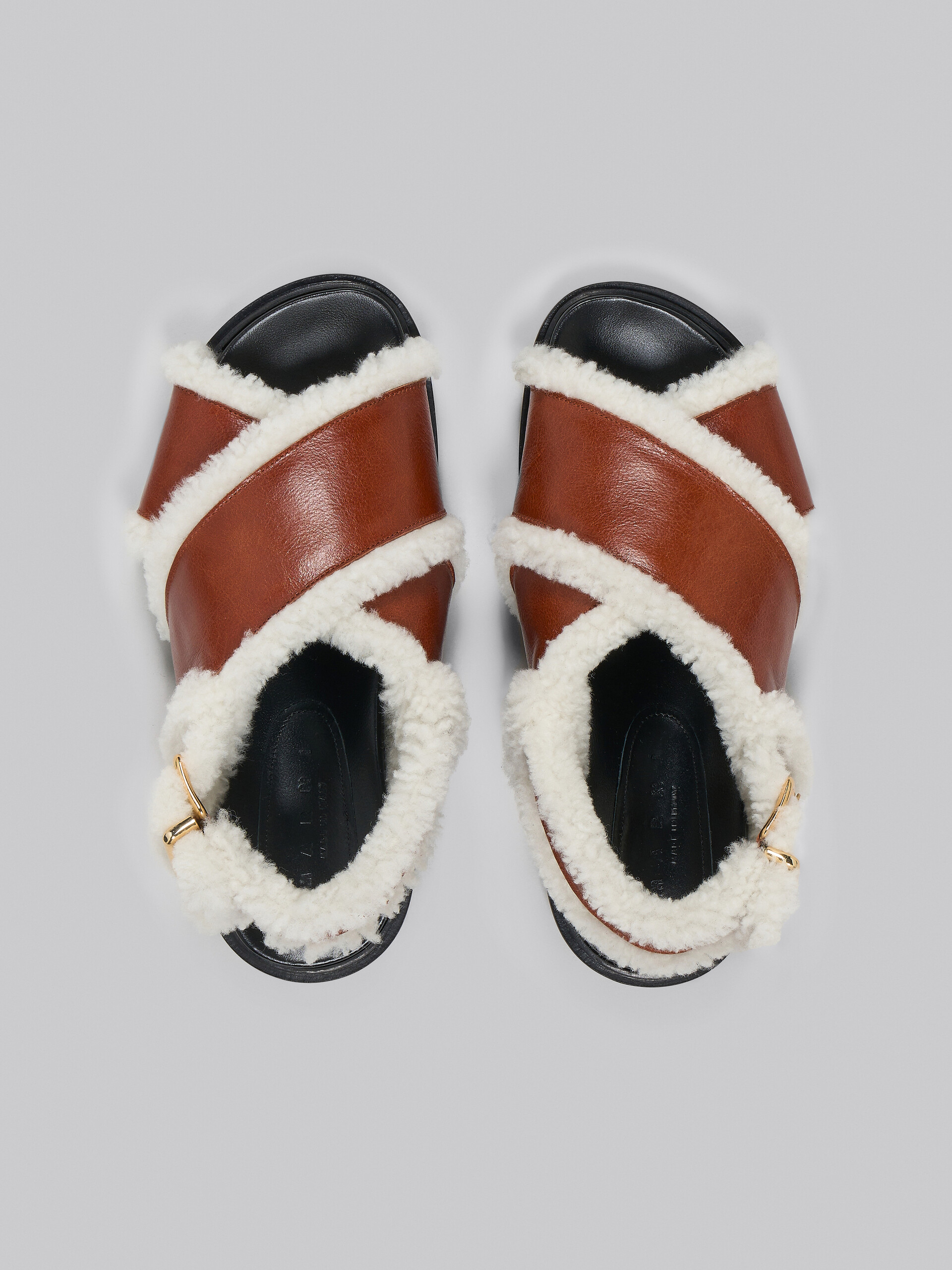 Brown leather and merinos Fussbett - Sandals - Image 4