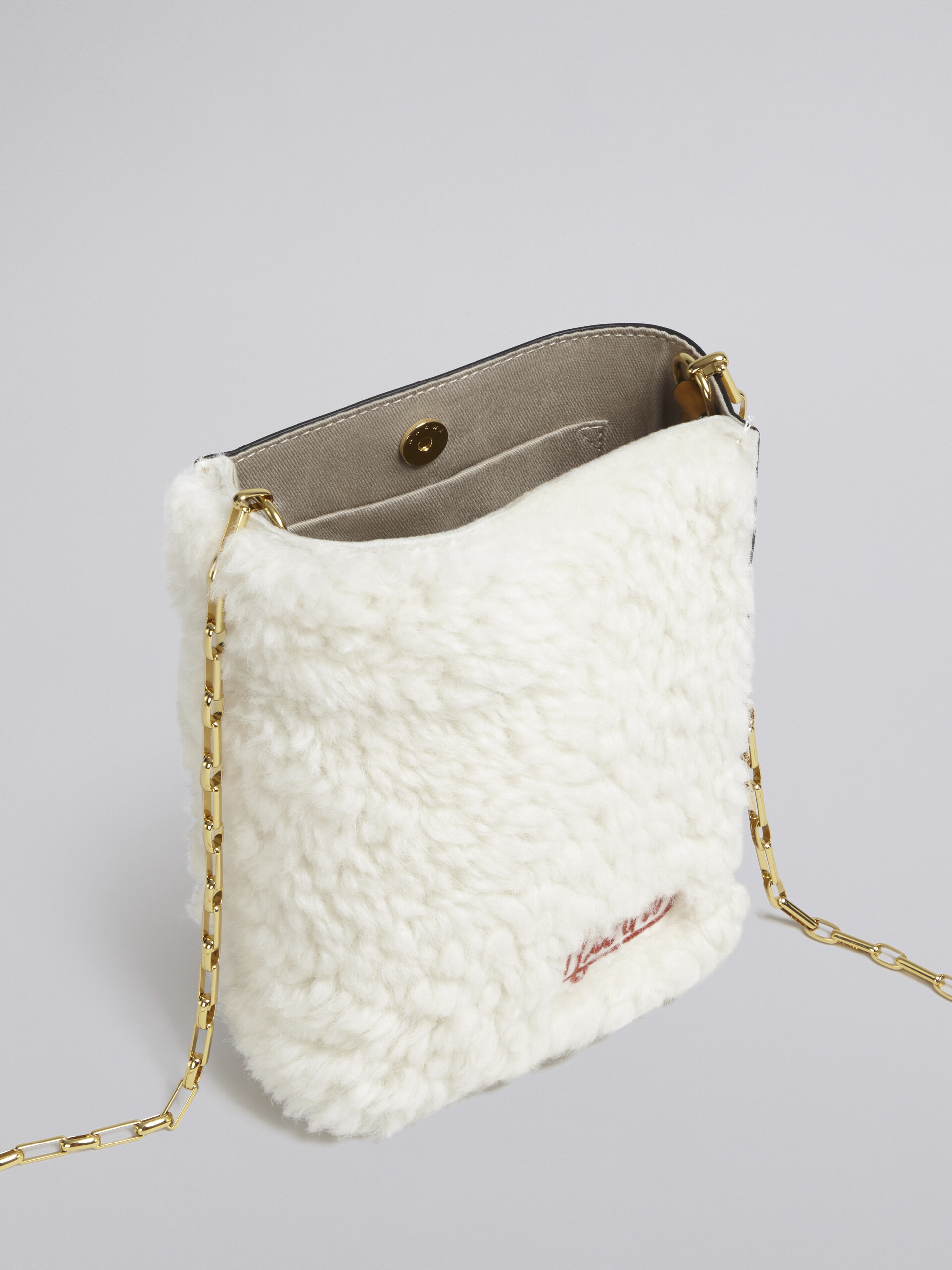 MUSEO SOFT nano bag in white shearling - Shoulder Bags - Image 3