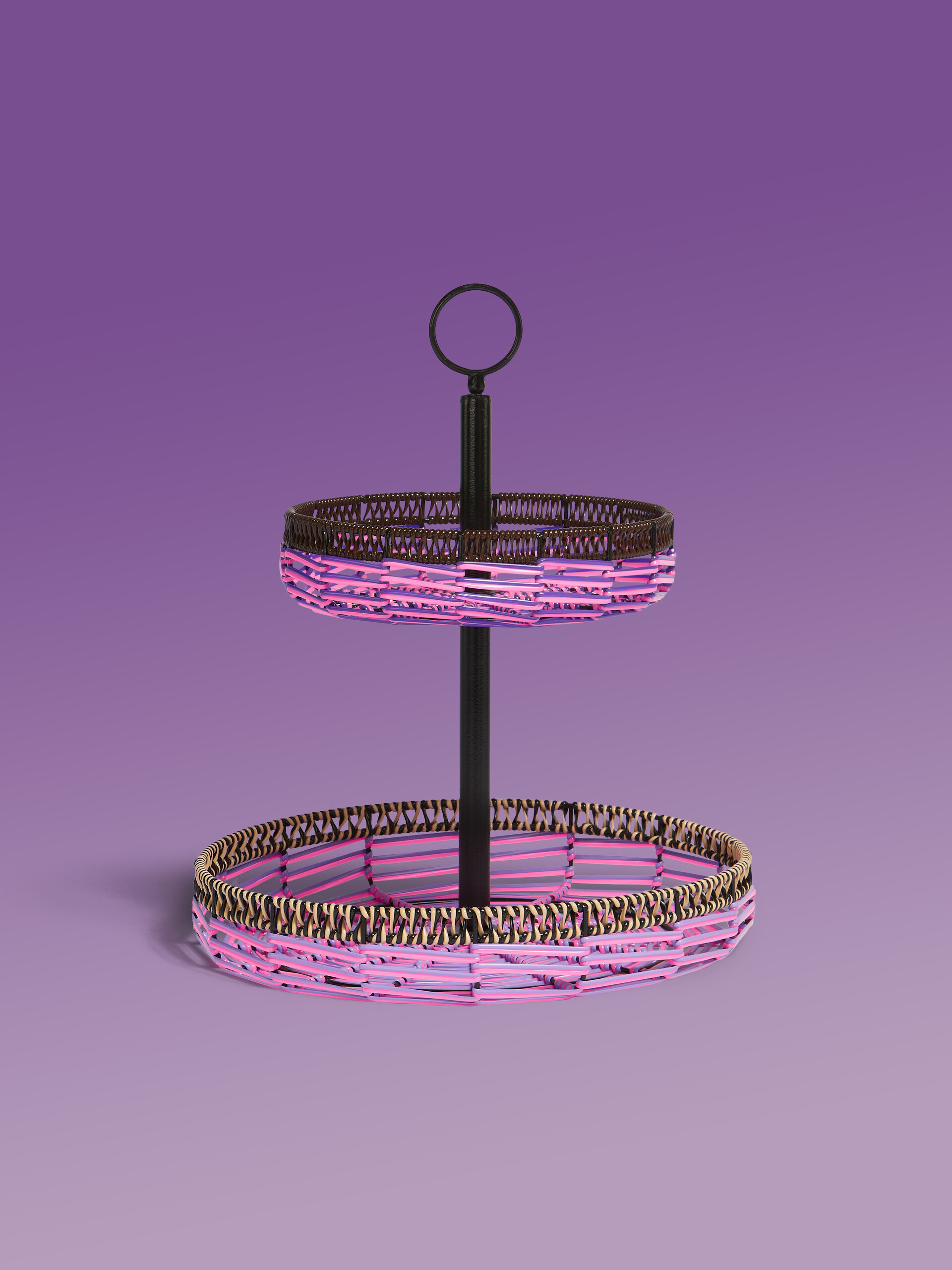 Pink MARNI MARKET two-tier woven cable fruit stand - Accessories - Image 1