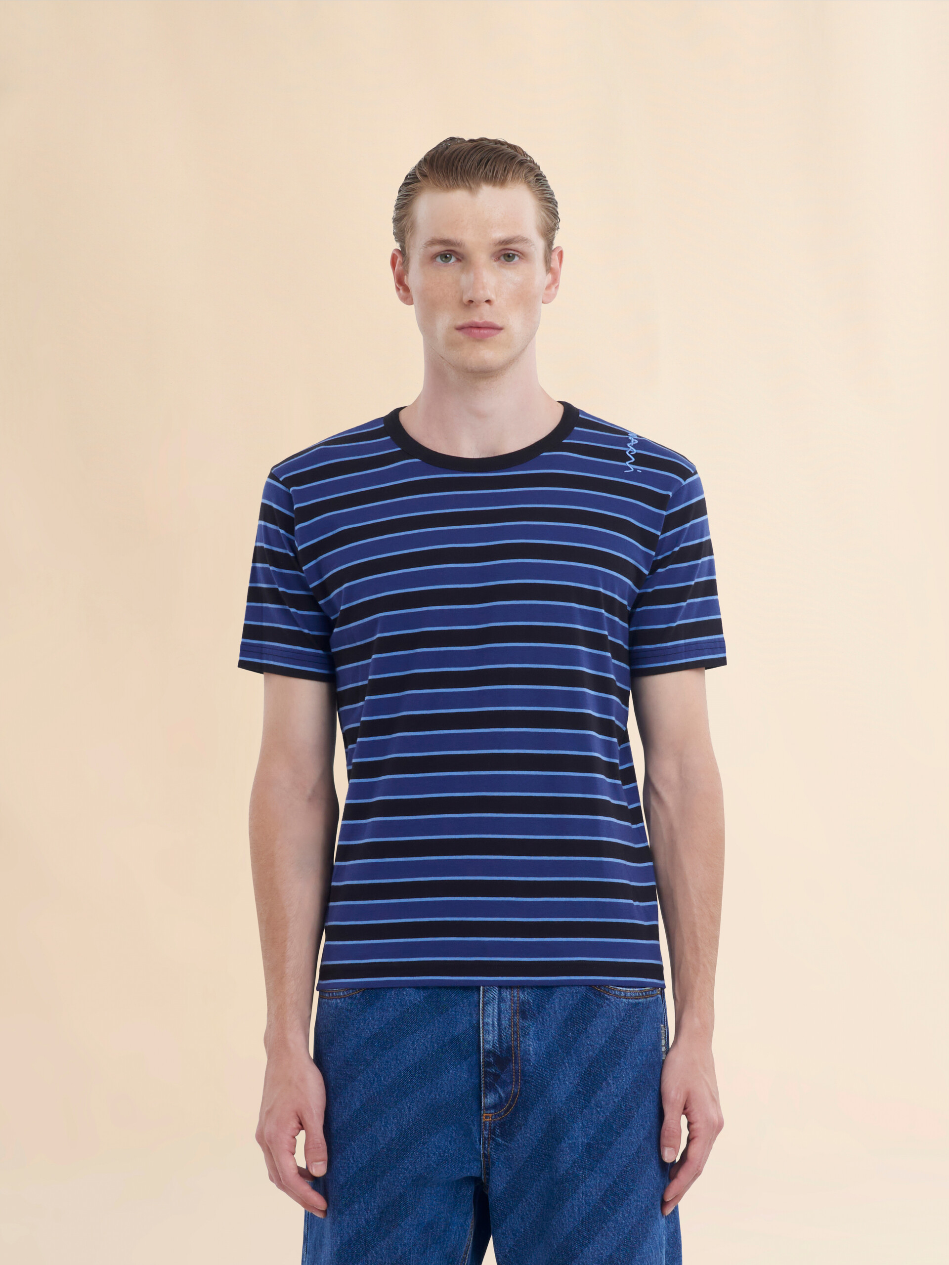 T-shirt boxy in jersey a righe blu - Camicie - Image 2