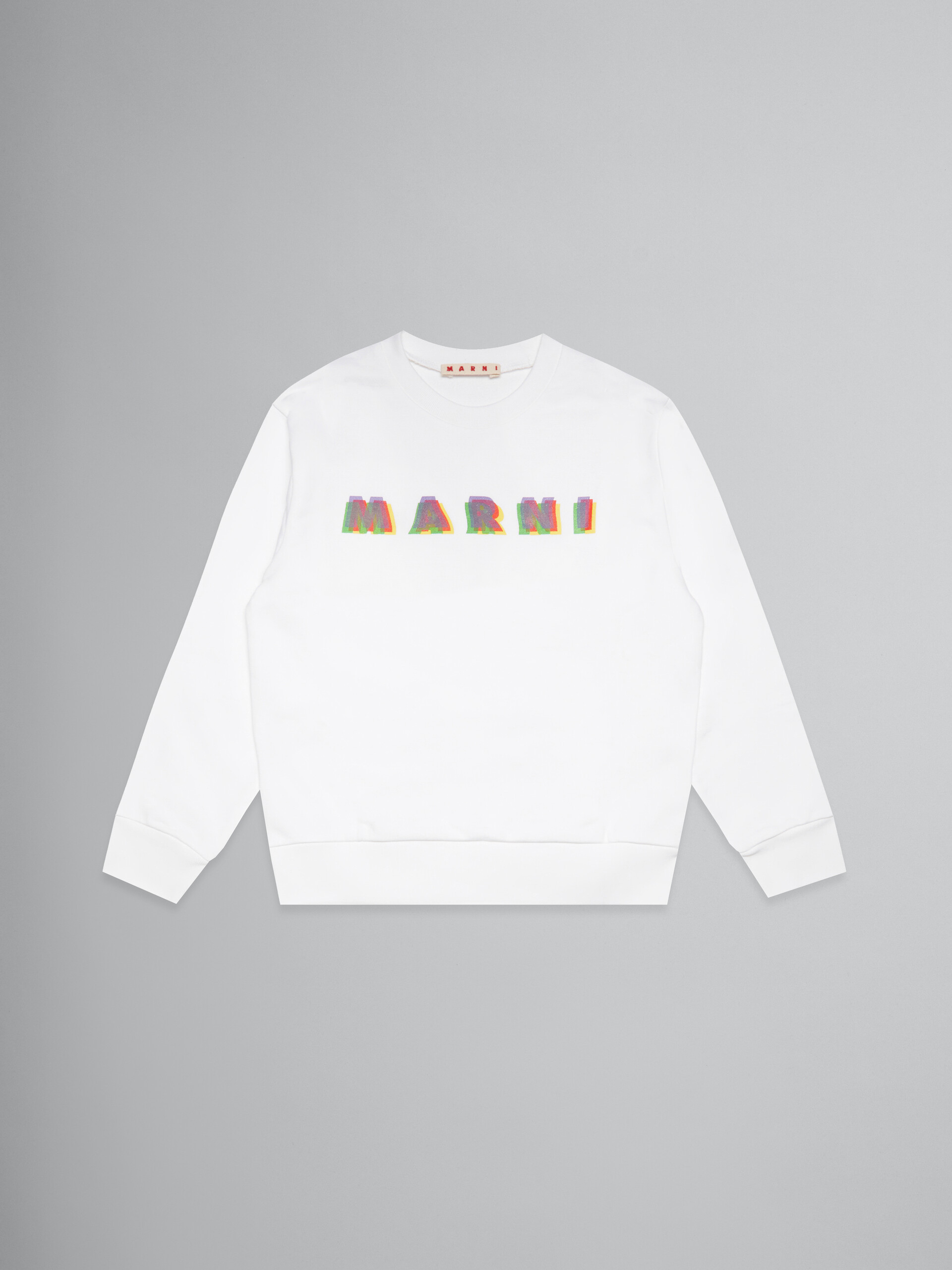Weißes Sweatshirt mit Rundhalsausschnitt und Regenbogen- Logo - Strickwaren - Image 1