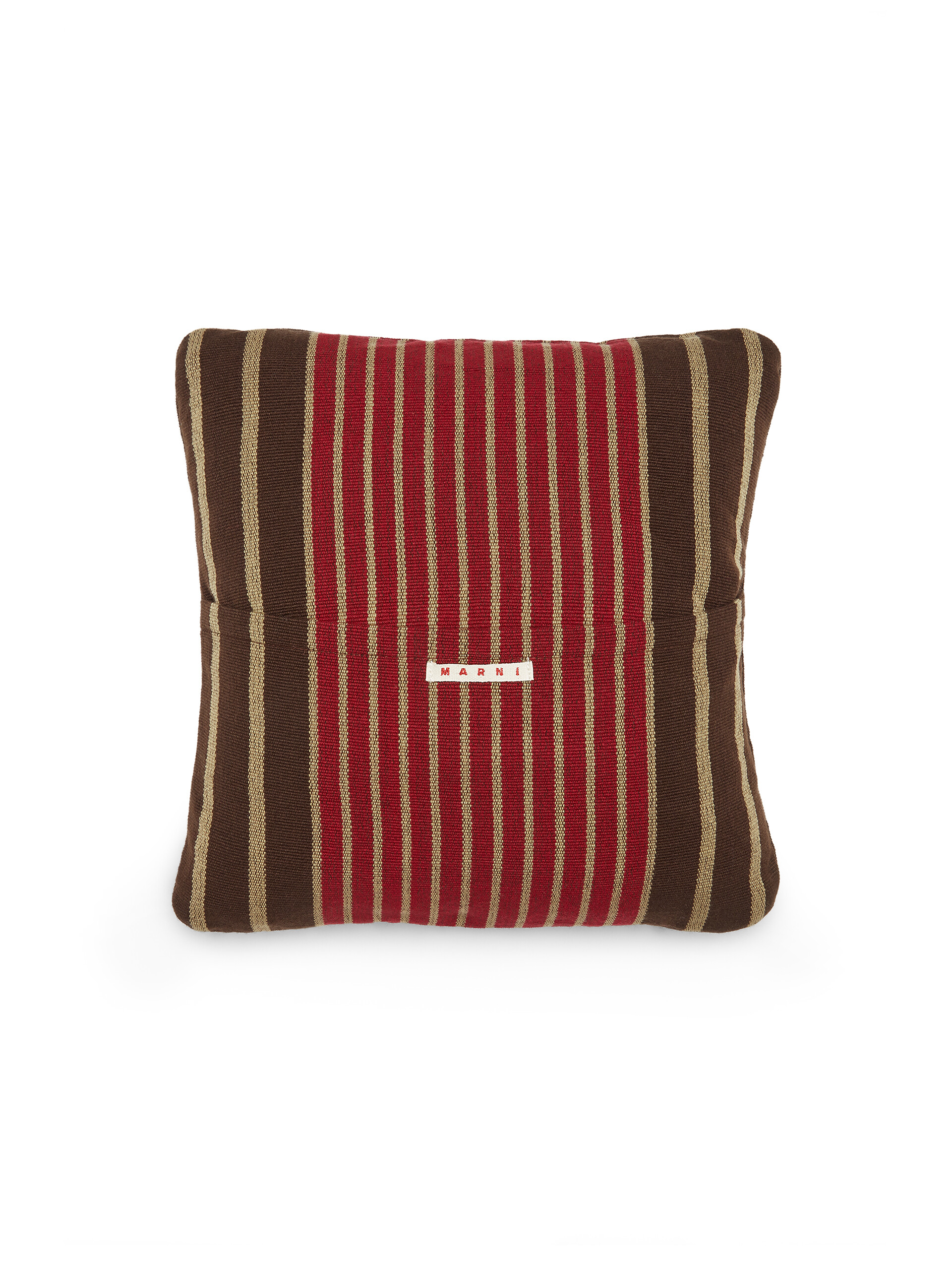 MARNI MARKET square pillow cover in polyester with red brown and beige vertical stripes - Furniture - Image 2